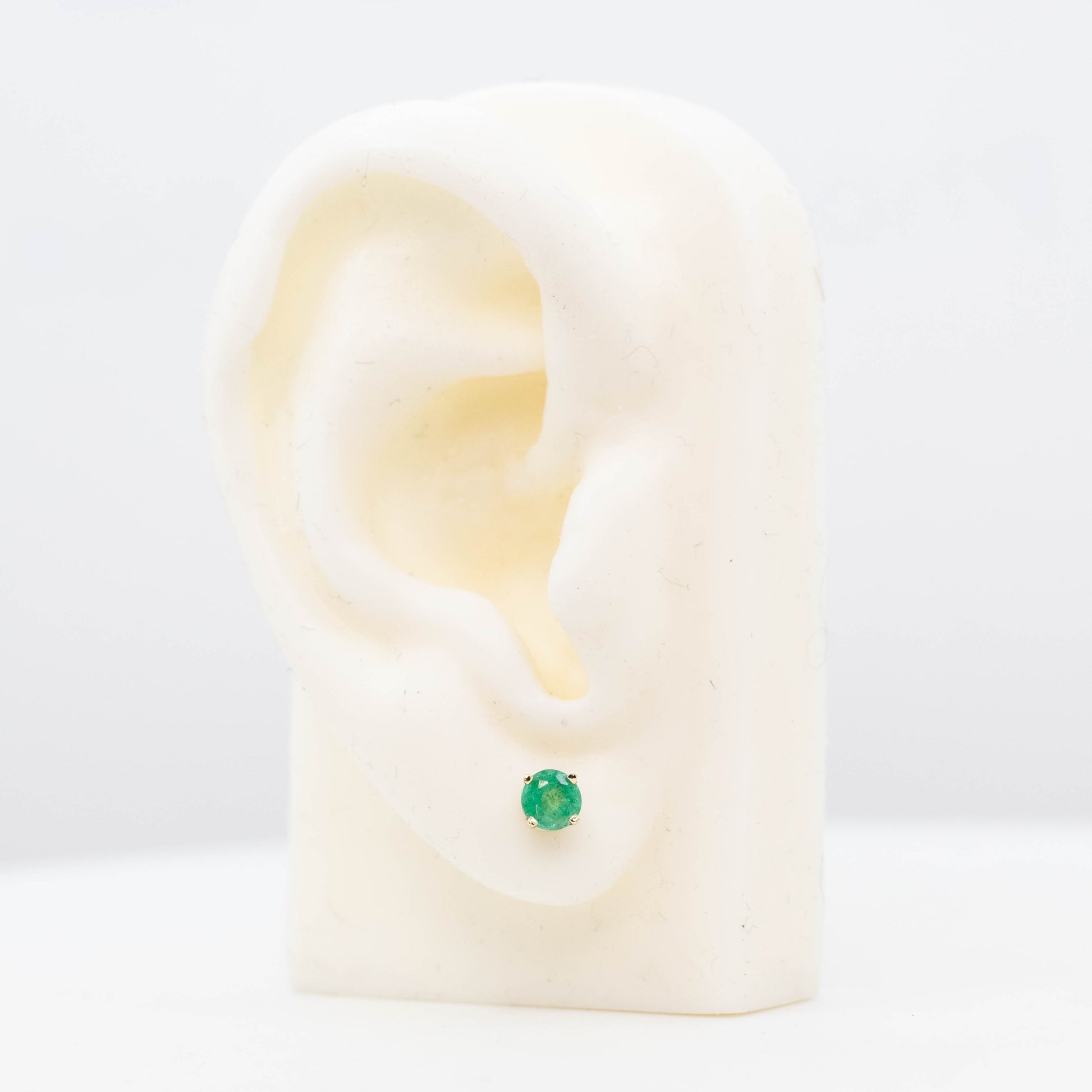 Round Emerald Earring Studs - Ready to Ship - Midwinter Co. Alternative Bridal Rings and Modern Fine Jewelry