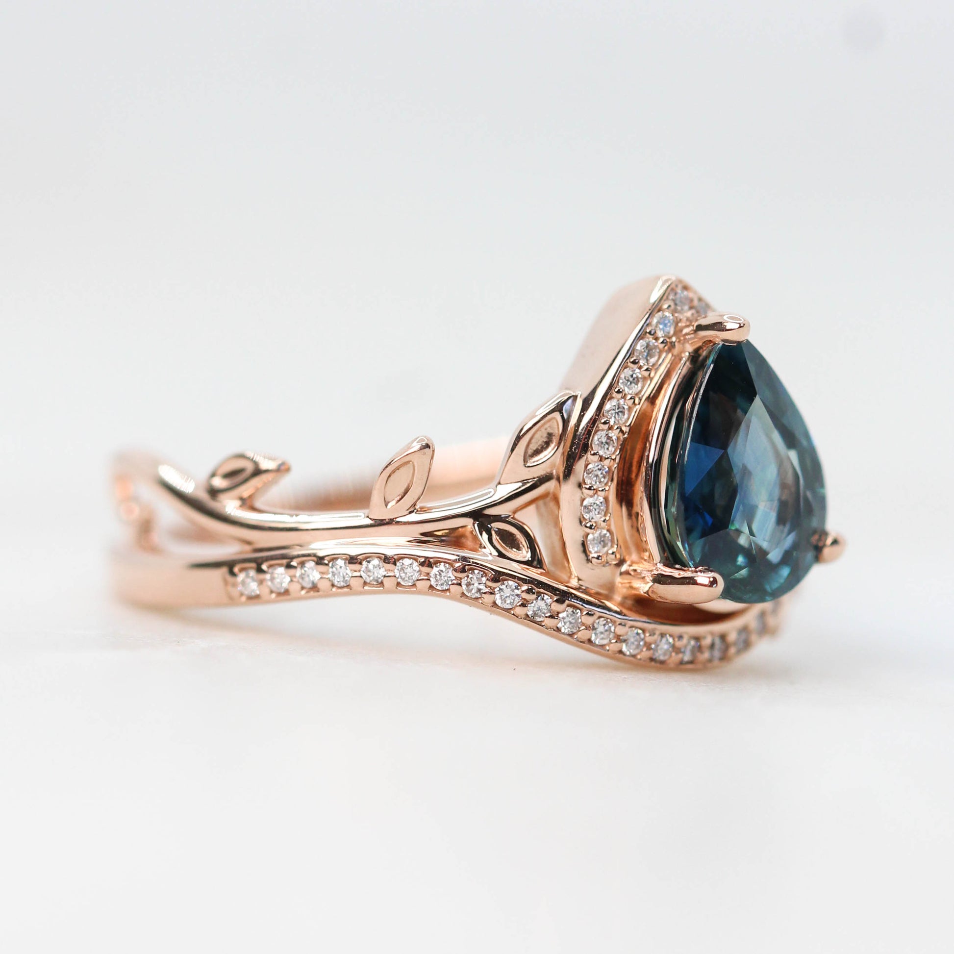 Custom Pave and Leaf Setting - Midwinter Co. Alternative Bridal Rings and Modern Fine Jewelry