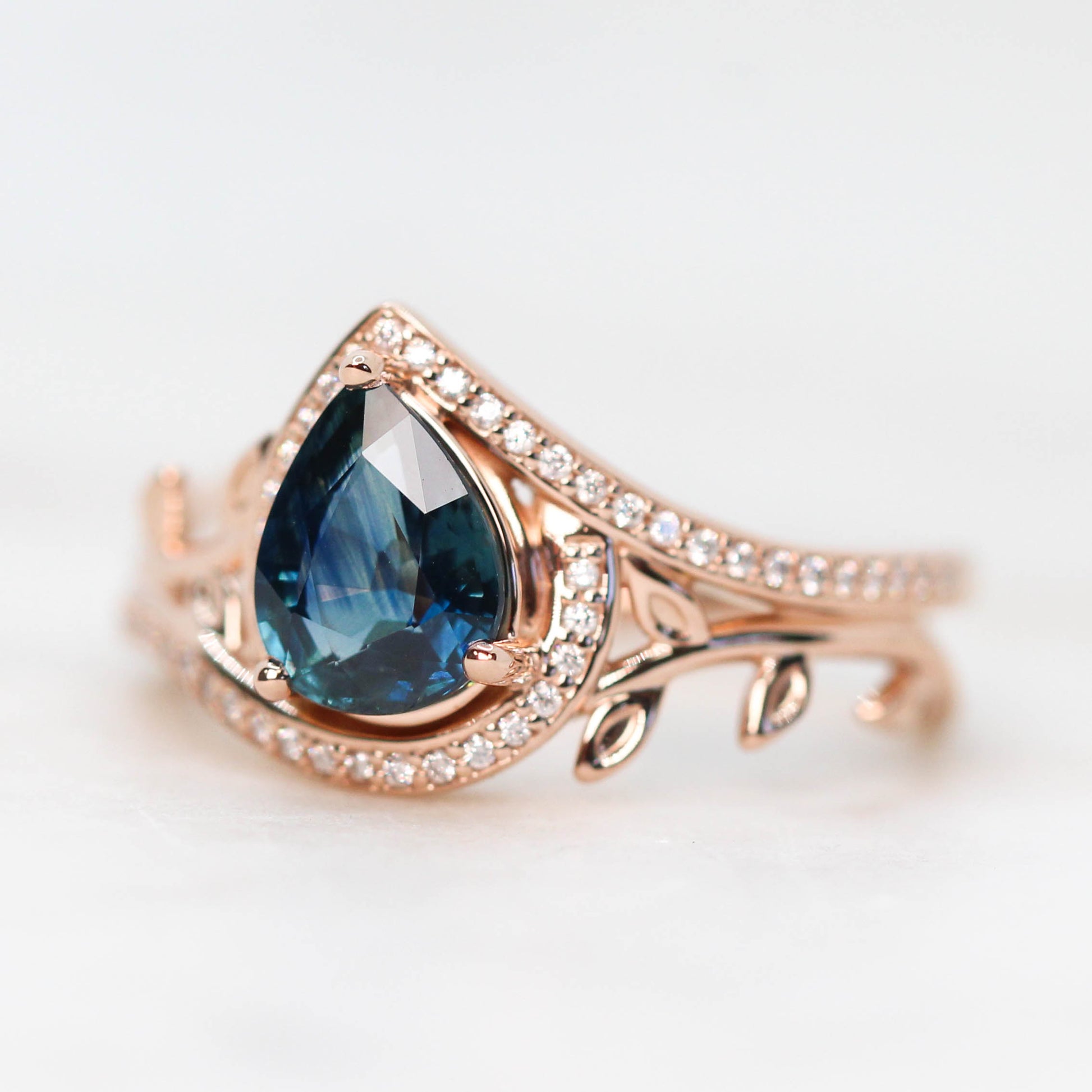 Custom Pave and Leaf Setting - Midwinter Co. Alternative Bridal Rings and Modern Fine Jewelry