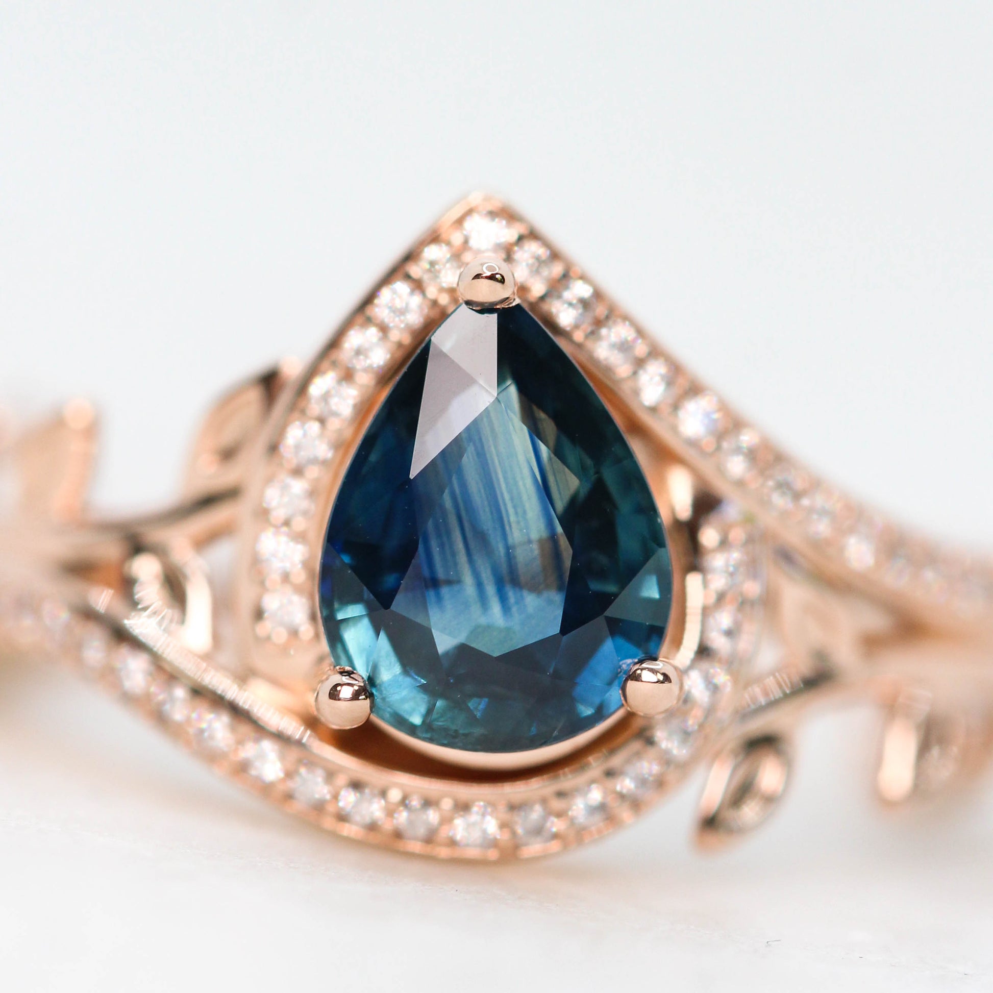 Custom Pave and Leaf Setting - Midwinter Co. Alternative Bridal Rings and Modern Fine Jewelry