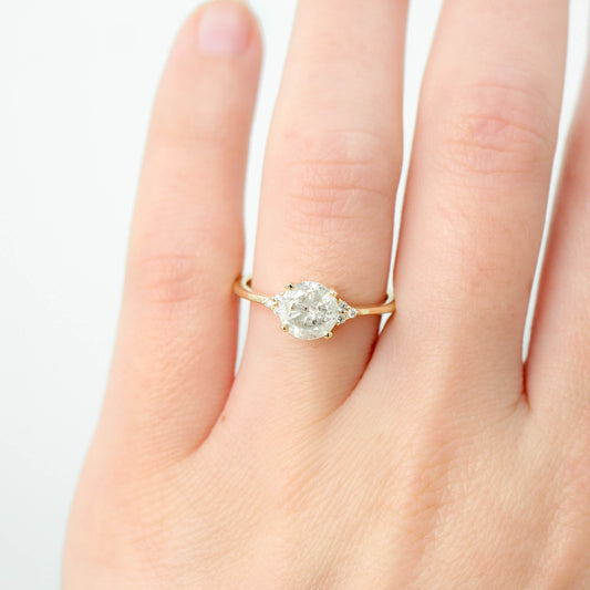 Imogene Ring with a 1.30 Carat Light Gray Salt and Pepper Diamond and White Canadian Accent Diamonds in 14k Yellow Gold - Ready to Size and Ship - Midwinter Co. Alternative Bridal Rings and Modern Fine Jewelry