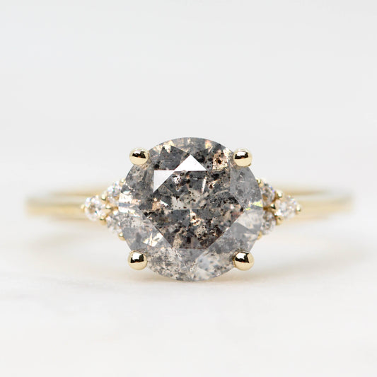 Imogene Ring with a 2.24 Carat Round Gray Celestial Diamond and White Accent Diamonds in 14k Yellow Gold -Ready to Size and Ship - Midwinter Co. Alternative Bridal Rings and Modern Fine Jewelry