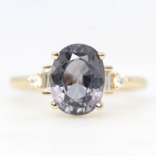 Iris Ring with a 3.87 Carat Oval Spinel and White Accent Diamonds in 14k Yellow Gold - Ready to Size and Ship