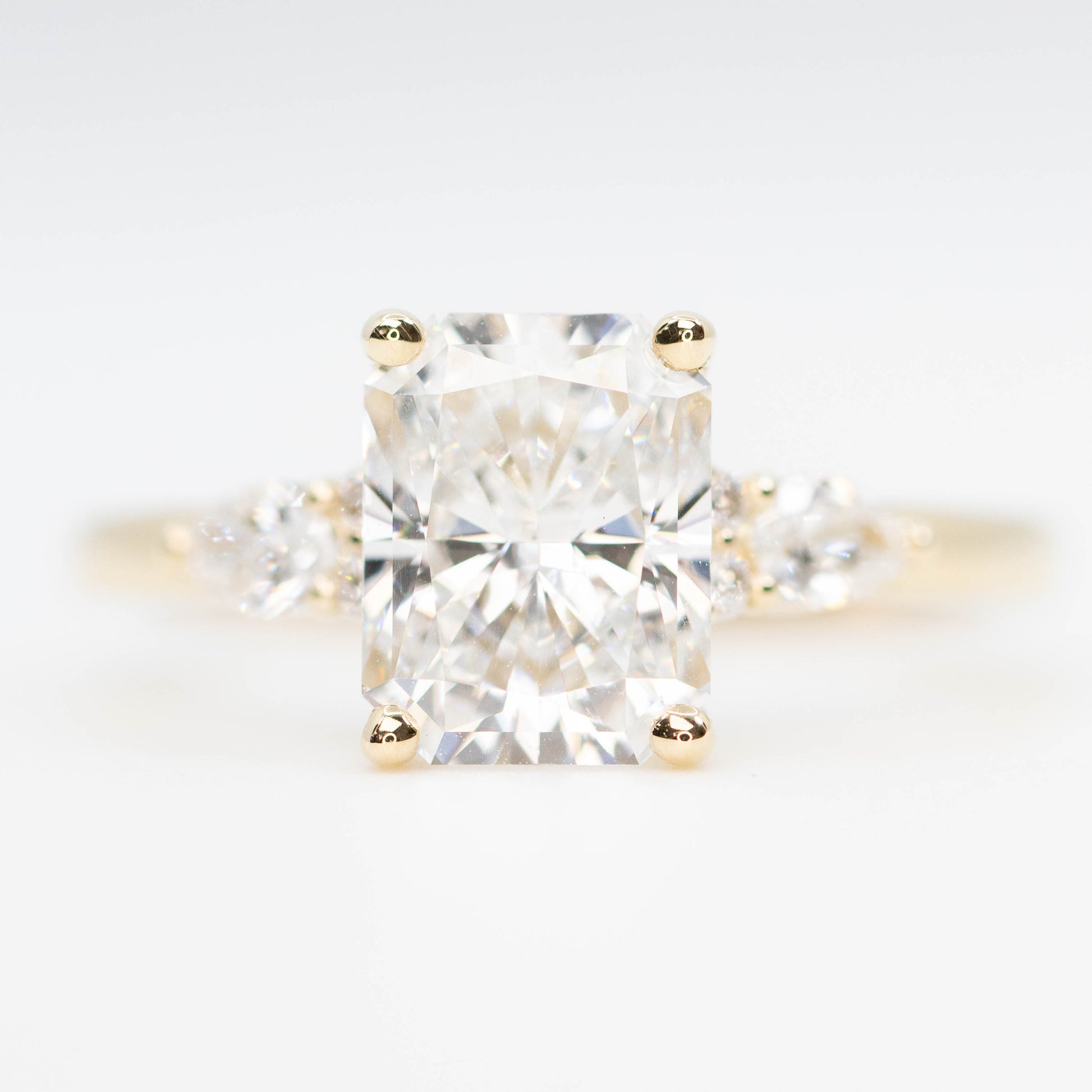 Jenna Ring with a 2.26 Carat Lab Grown Radiant Cut Diamond and Lab Grown Accent Diamonds in 14k Yellow Gold - Ready to Size and Ship - Midwinter Co. Alternative Bridal Rings and Modern Fine Jewelry