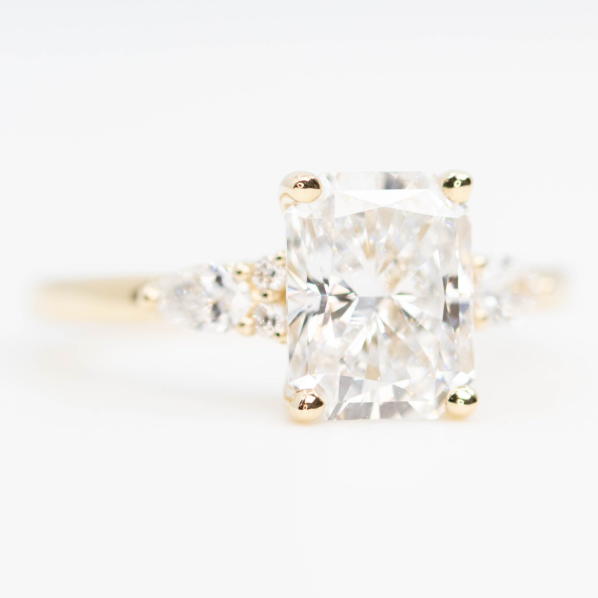 Jenna Ring with a 2.26 Carat Lab Grown Radiant Cut Diamond and Lab Grown Accent Diamonds in 14k Yellow Gold - Ready to Size and Ship - Midwinter Co. Alternative Bridal Rings and Modern Fine Jewelry