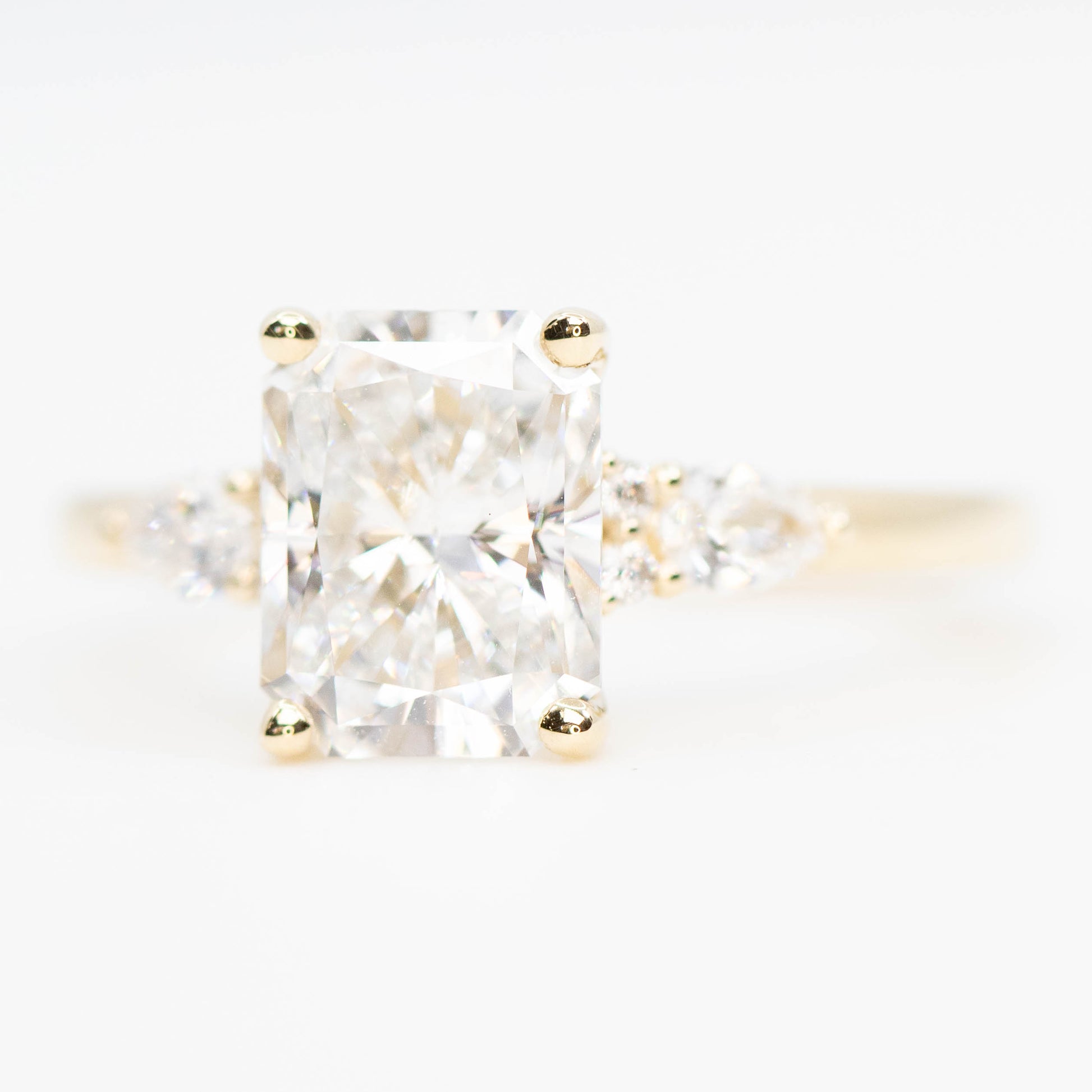 Jenna Ring with a 2.26 Carat Lab Grown Radiant Cut Diamond and Lab Grown Accent Diamonds in 14k Yellow Gold - Ready to Size and Ship - Midwinter Co. Alternative Bridal Rings and Modern Fine Jewelry