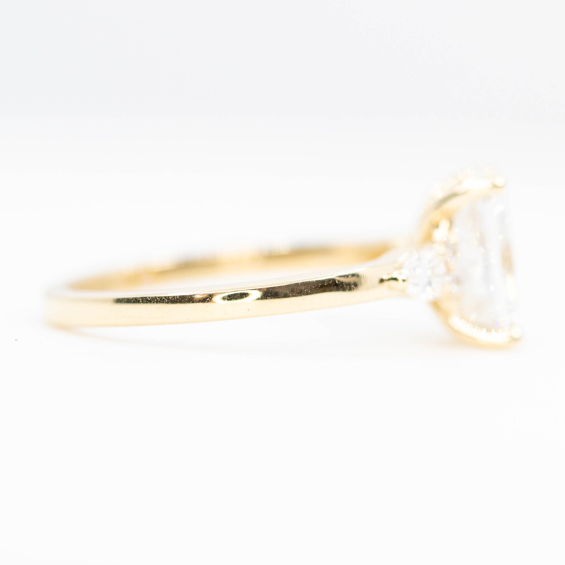 Jenna Ring with a 2.26 Carat Lab Grown Radiant Cut Diamond and Lab Grown Accent Diamonds in 14k Yellow Gold - Ready to Size and Ship - Midwinter Co. Alternative Bridal Rings and Modern Fine Jewelry