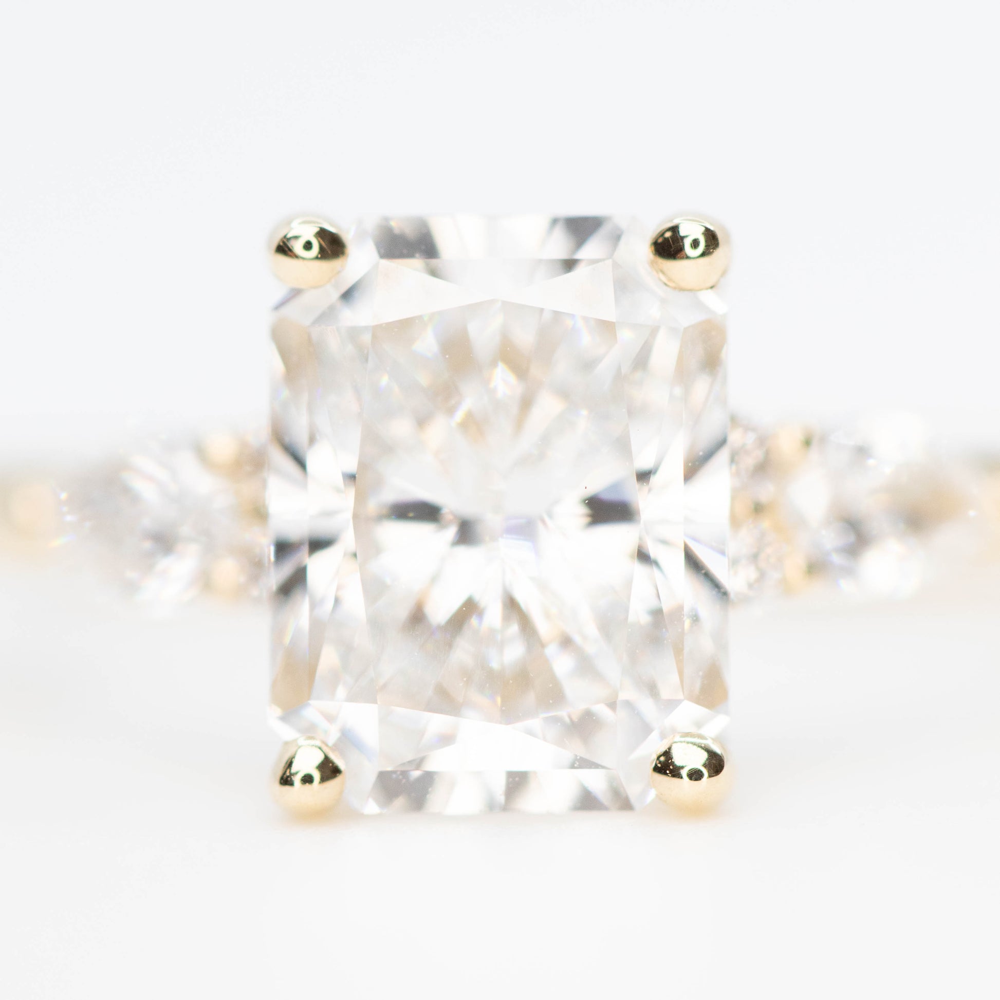 Jenna Ring with a 2.26 Carat Lab Grown Radiant Cut Diamond and Lab Grown Accent Diamonds in 14k Yellow Gold - Ready to Size and Ship - Midwinter Co. Alternative Bridal Rings and Modern Fine Jewelry