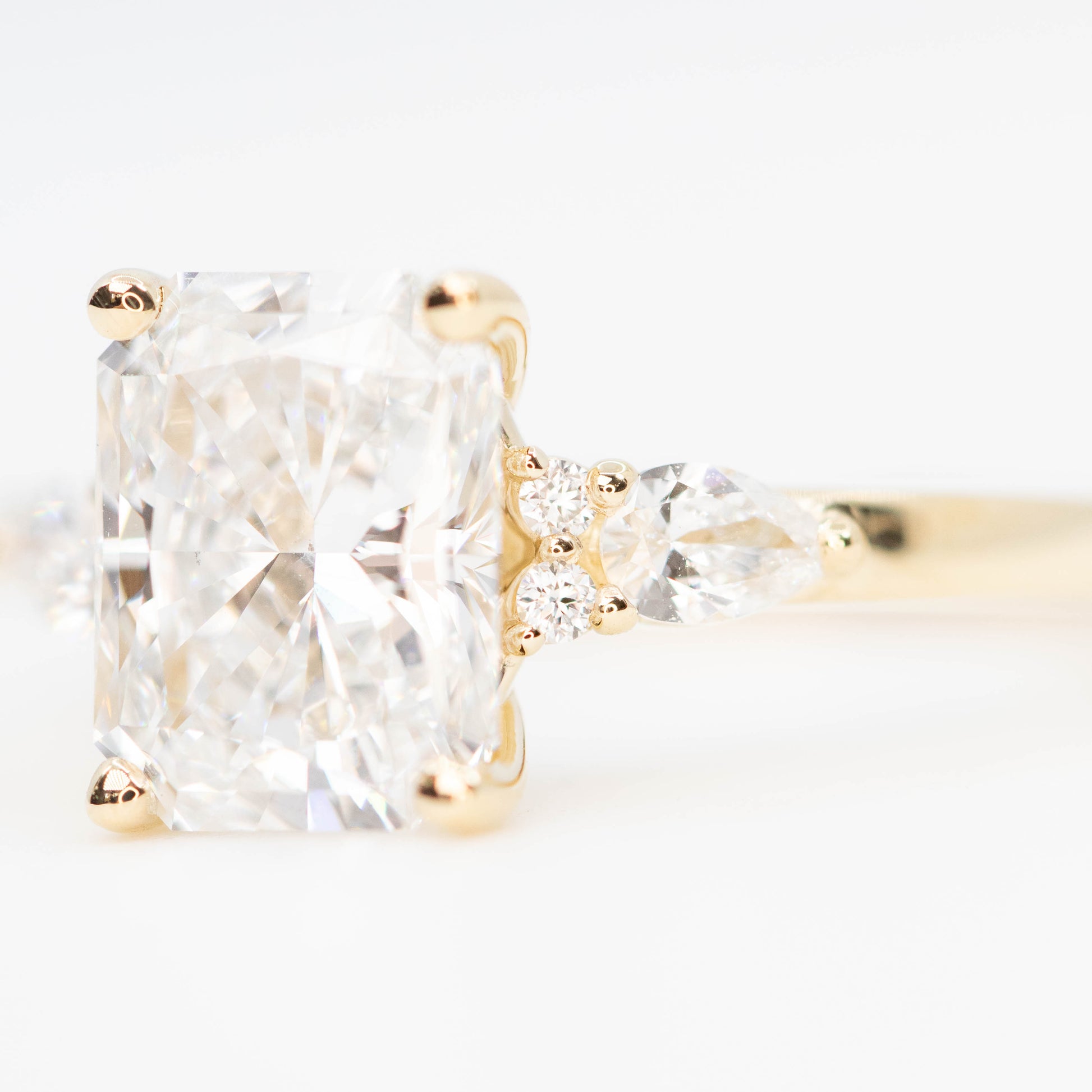 Jenna Ring with a 2.26 Carat Lab Grown Radiant Cut Diamond and Lab Grown Accent Diamonds in 14k Yellow Gold - Ready to Size and Ship - Midwinter Co. Alternative Bridal Rings and Modern Fine Jewelry