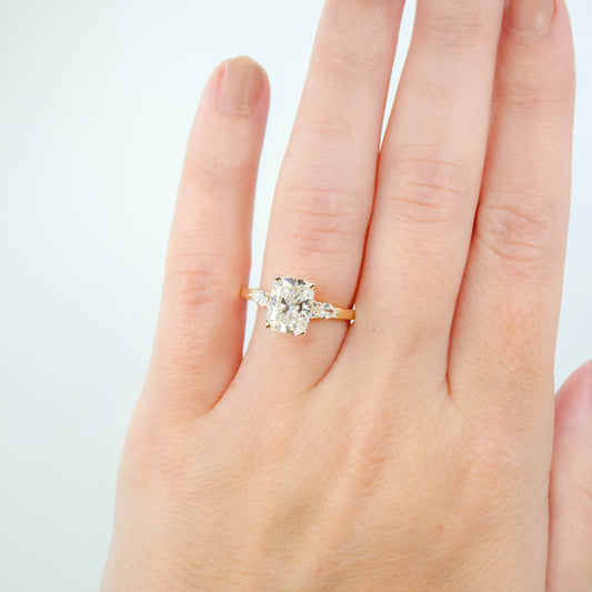 Jenna Ring with a 2.26 Carat Lab Grown Radiant Cut Diamond and Lab Grown Accent Diamonds in 14k Yellow Gold - Ready to Size and Ship - Midwinter Co. Alternative Bridal Rings and Modern Fine Jewelry