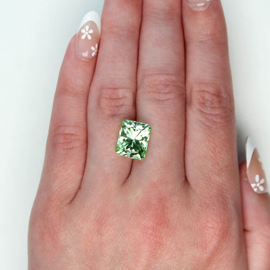 CAELEN (J) 9.41 Carat Light Green Lab Grown Sapphire for Custom Work - Inventory Code LGCS941 - Midwinter Co. Alternative Bridal Rings and Modern Fine Jewelry