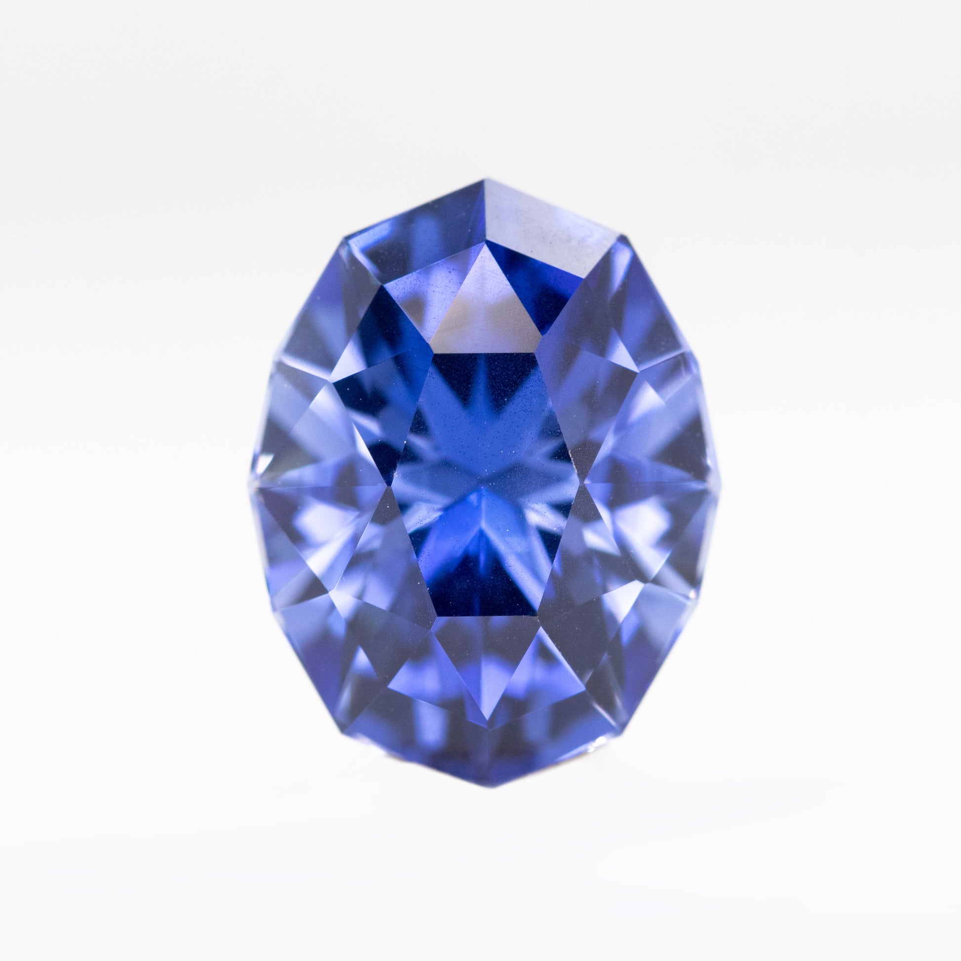 4.29 Carat Lab Grown Blue Geometric Oval Sapphire for Custom Work - Inventory Code LGGO429 - Midwinter Co. Alternative Bridal Rings and Modern Fine Jewelry