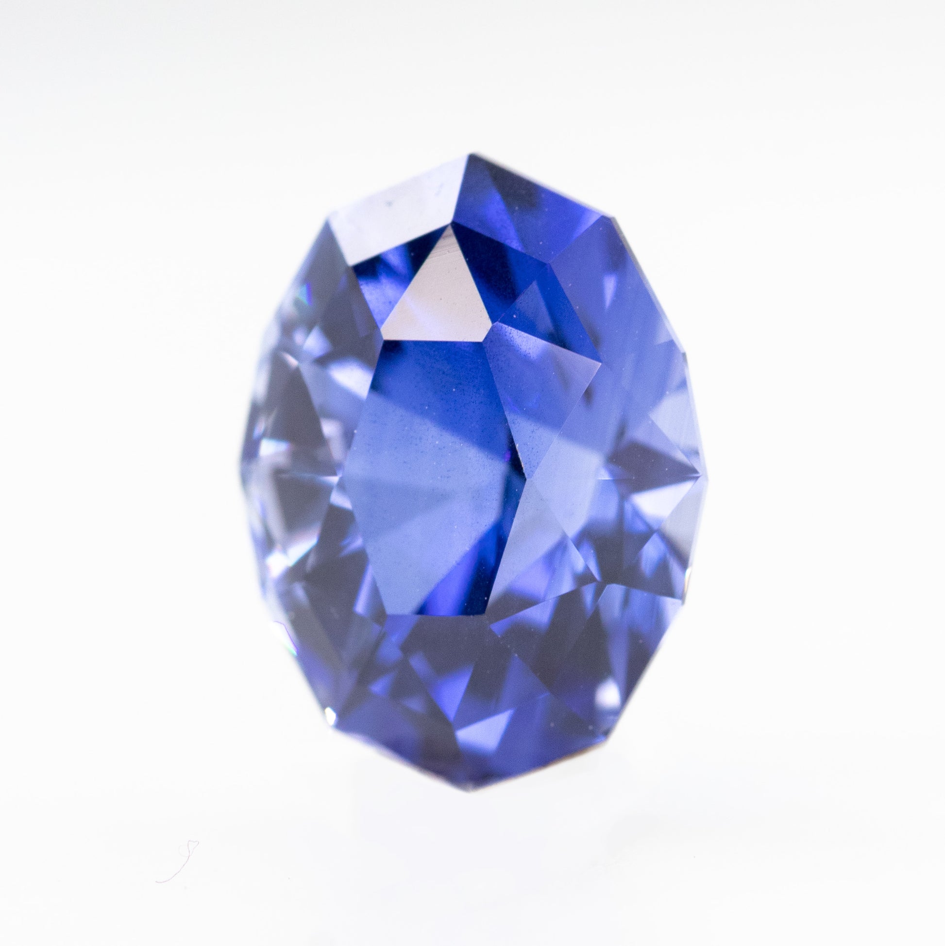 4.29 Carat Lab Grown Blue Geometric Oval Sapphire for Custom Work - Inventory Code LGGO429 - Midwinter Co. Alternative Bridal Rings and Modern Fine Jewelry