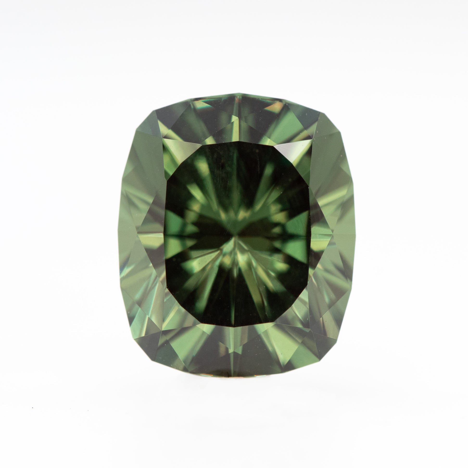CAELEN (J) 7.20 Carat Green Elongated Cushion Lab Grown Sapphire for Custom Work - Inventory Code LGGS720 - Midwinter Co. Alternative Bridal Rings and Modern Fine Jewelry