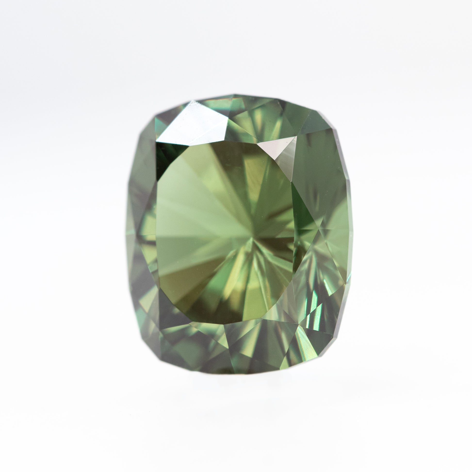 CAELEN (J) 7.20 Carat Green Elongated Cushion Lab Grown Sapphire for Custom Work - Inventory Code LGGS720 - Midwinter Co. Alternative Bridal Rings and Modern Fine Jewelry