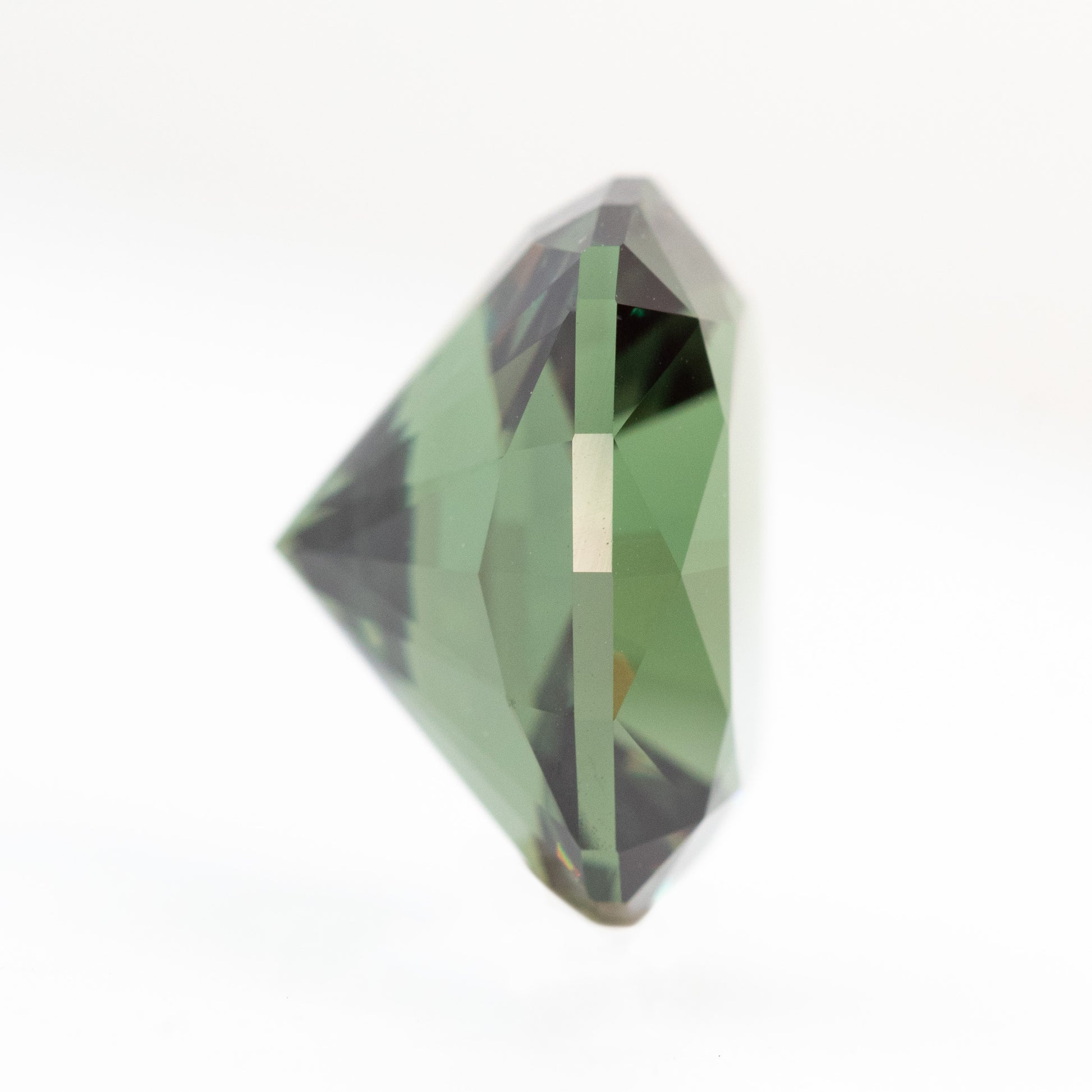 CAELEN (J) 7.20 Carat Green Elongated Cushion Lab Grown Sapphire for Custom Work - Inventory Code LGGS720 - Midwinter Co. Alternative Bridal Rings and Modern Fine Jewelry