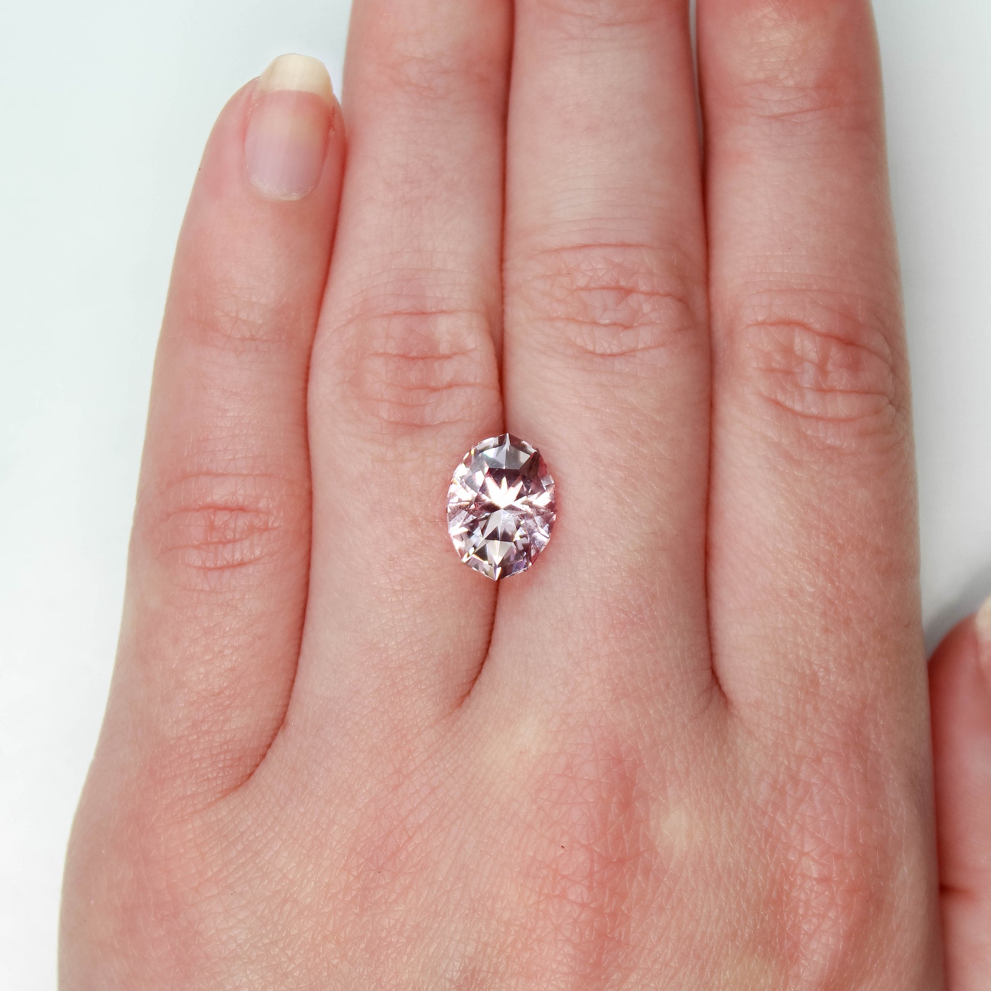 5.26 Carat Pink Geometric Oval Lab Grown Sapphire for Custom Work - Inventory Code LGPS526 - Midwinter Co. Alternative Bridal Rings and Modern Fine Jewelry