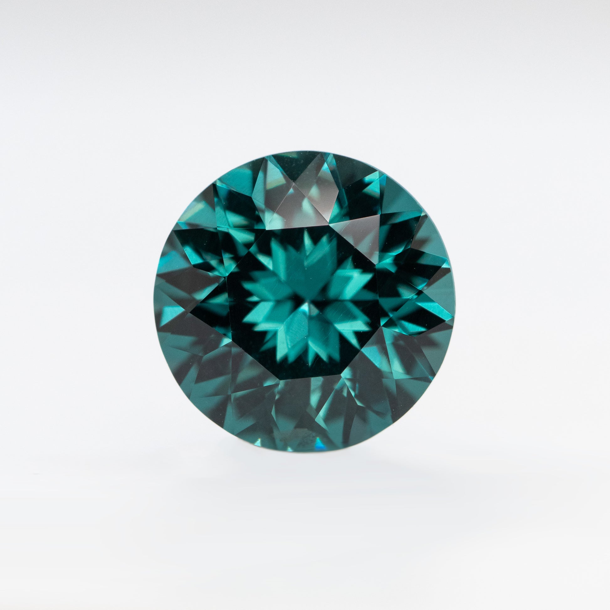 CAELEN (J) 3.98 Carat Round Teal Lab Grown Sapphire for Custom Work - Inventory Code LGRS398 - Midwinter Co. Alternative Bridal Rings and Modern Fine Jewelry