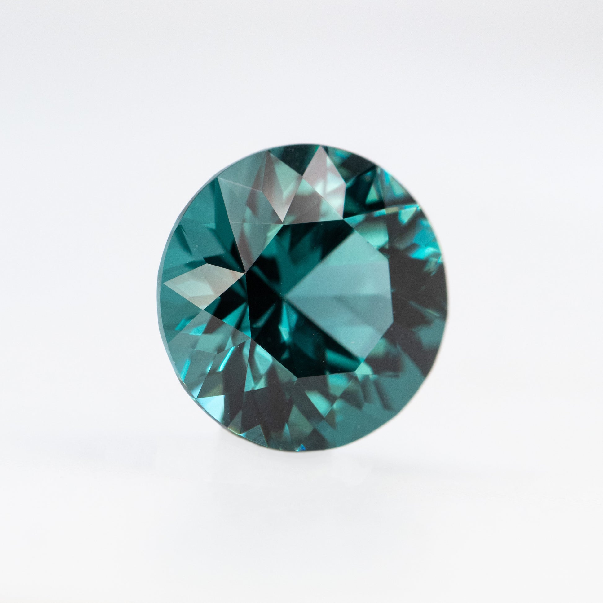 CAELEN (J) 3.98 Carat Round Teal Lab Grown Sapphire for Custom Work - Inventory Code LGRS398 - Midwinter Co. Alternative Bridal Rings and Modern Fine Jewelry