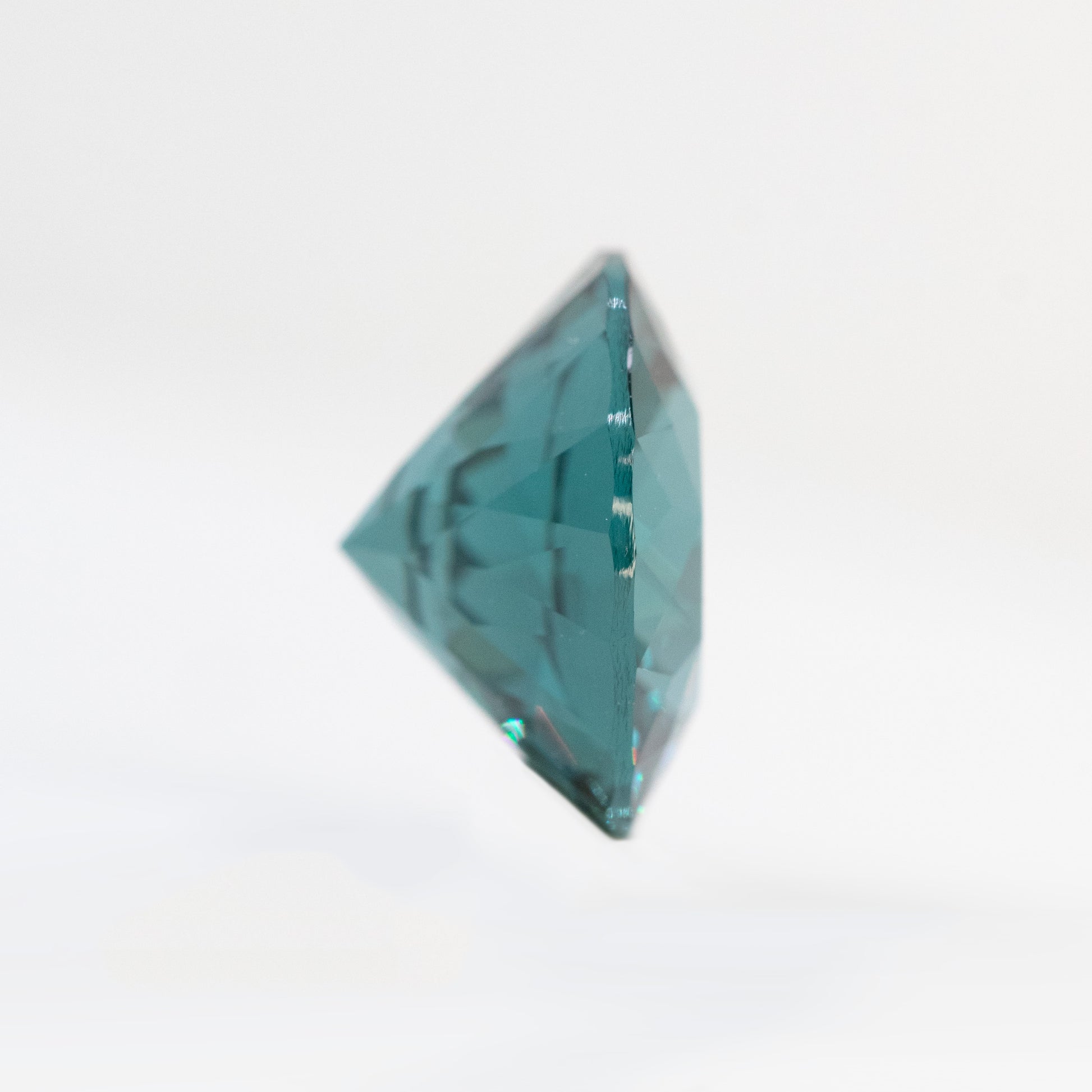 CAELEN (J) 3.98 Carat Round Teal Lab Grown Sapphire for Custom Work - Inventory Code LGRS398 - Midwinter Co. Alternative Bridal Rings and Modern Fine Jewelry