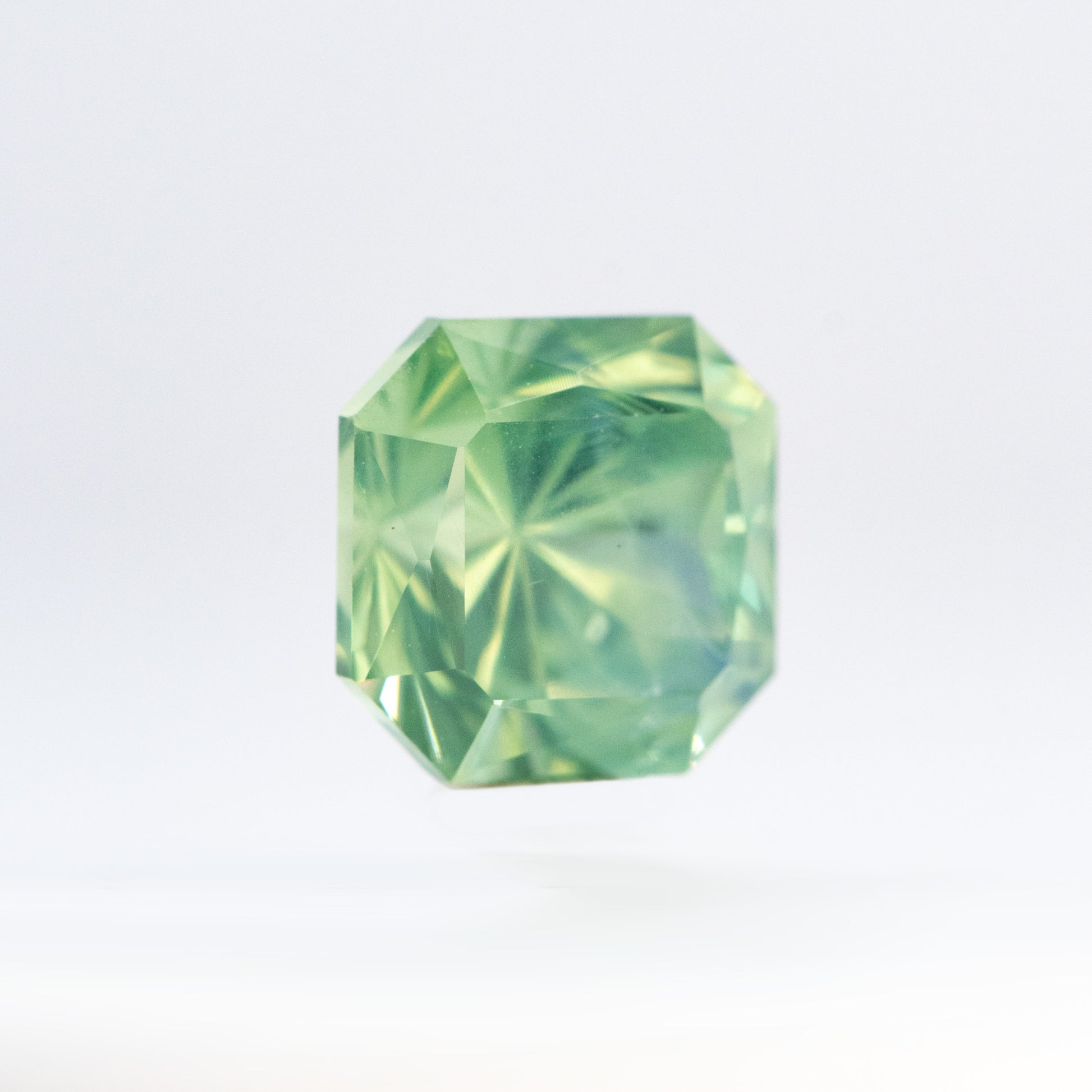 3.36 Carat Bright Teal Fantasy Cut Asscher Sapphire for Custom Work - Inventory Code LTAS336 - Midwinter Co. Alternative Bridal Rings and Modern Fine Jewelry