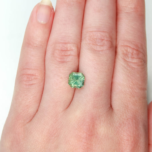 3.36 Carat Bright Teal Fantasy Cut Asscher Sapphire for Custom Work - Inventory Code LTAS336 - Midwinter Co. Alternative Bridal Rings and Modern Fine Jewelry