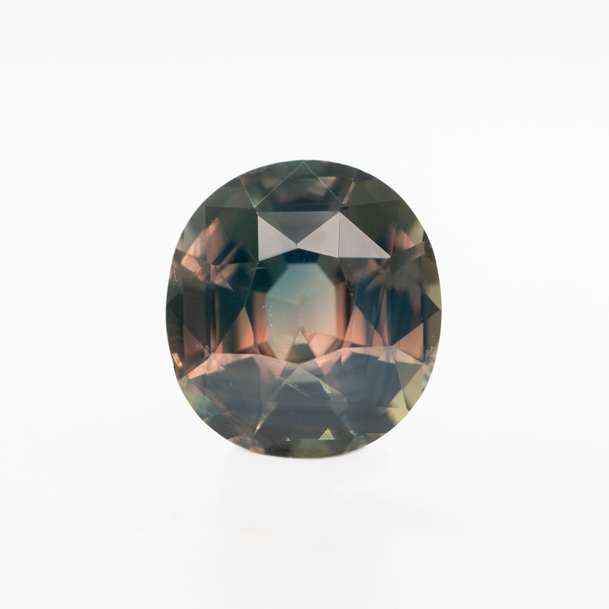 1.55 Carat Earthy Multicolor Cushion Sapphire for Custom Work - Inventory Code MCCS155 - Midwinter Co. Alternative Bridal Rings and Modern Fine Jewelry