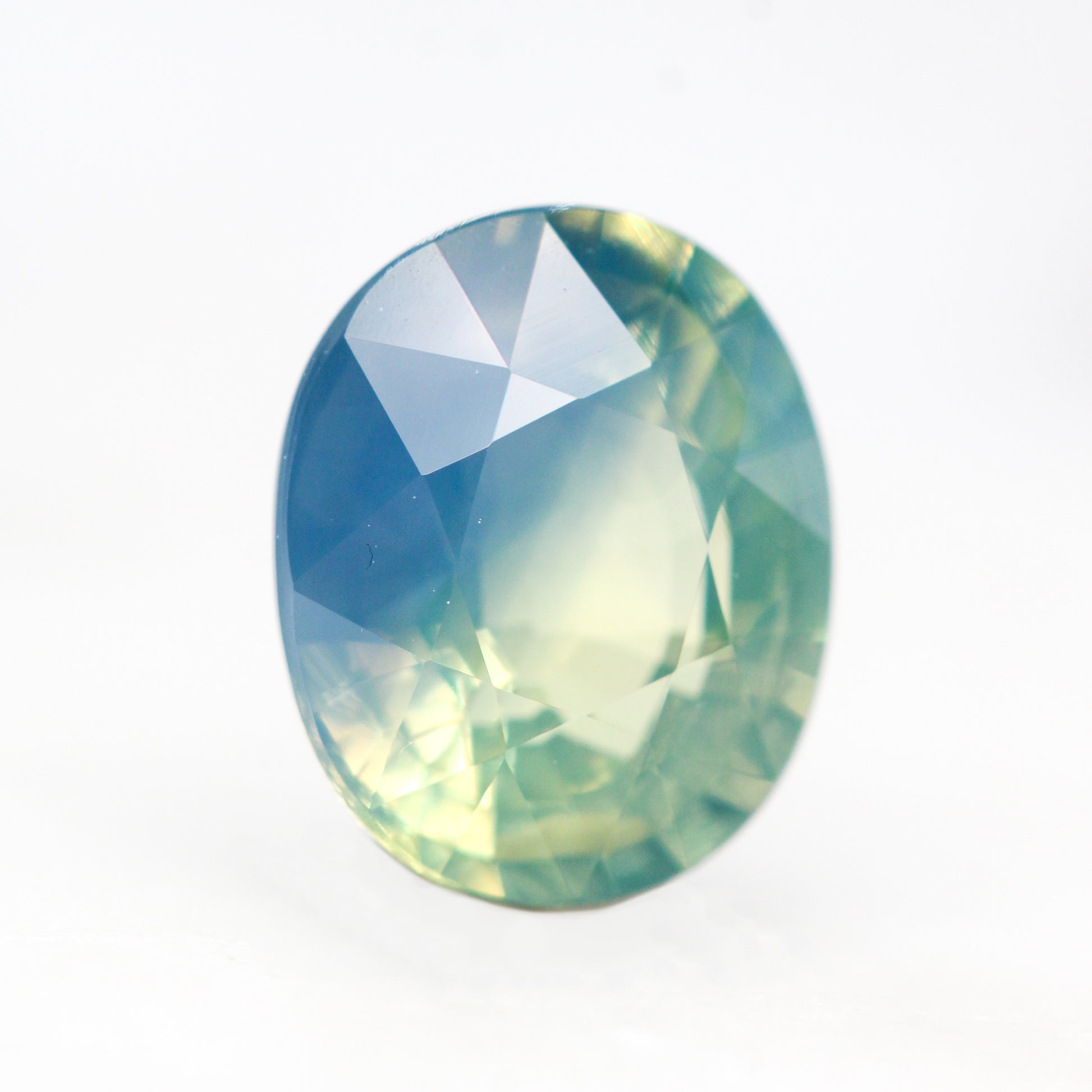 3.05 Carat Multicolor Green, Blue and Yellow Opalescent Oval Sapphire for Custom Work - Inventory Code MCOS305 - Midwinter Co. Alternative Bridal Rings and Modern Fine Jewelry