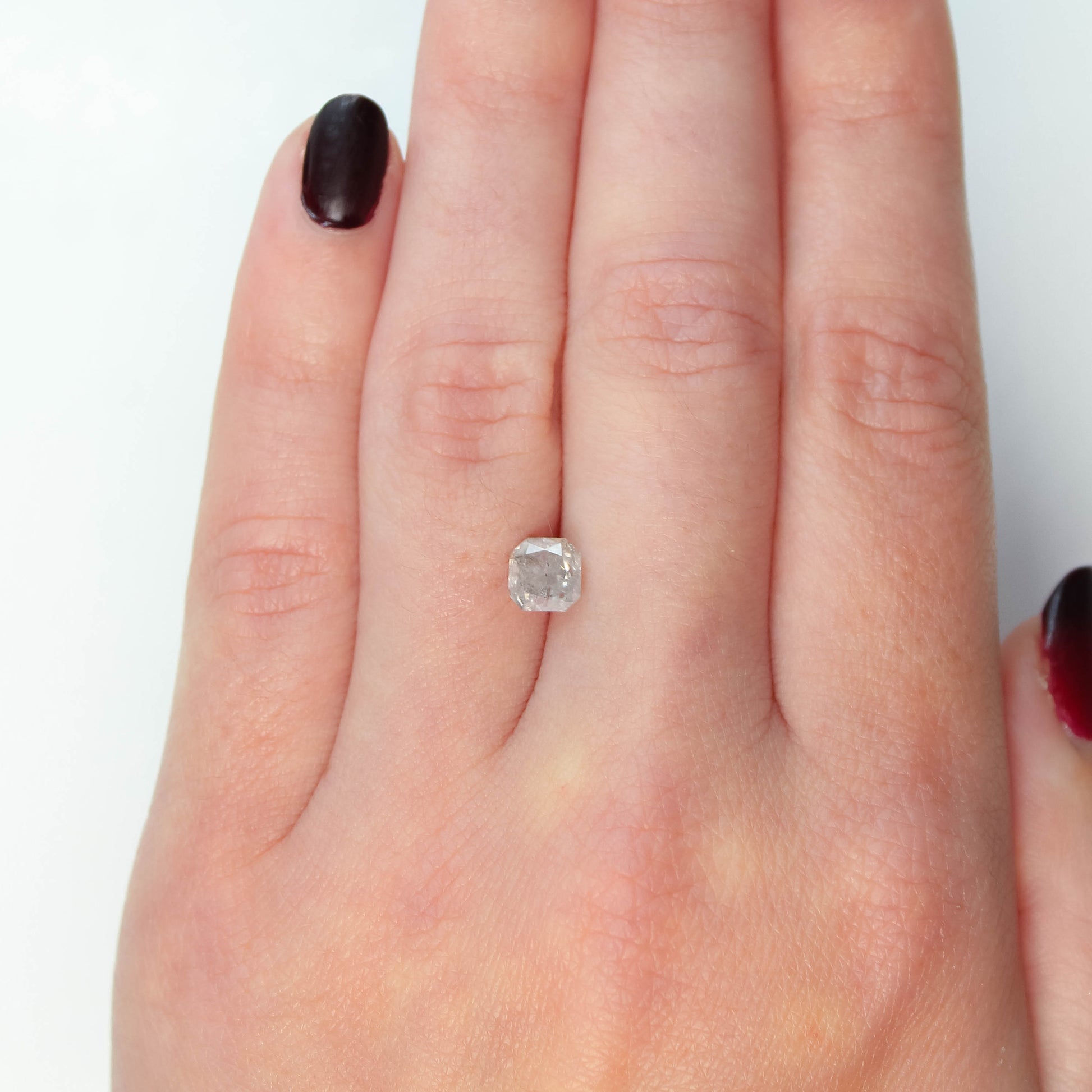 1.39 Carat Misty Gray Asscher Salt and Pepper Diamond for Custom Work - Inventory Code MGA139 - Midwinter Co. Alternative Bridal Rings and Modern Fine Jewelry