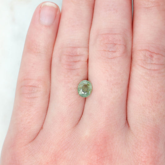 1.60 Carat Mossy Green Oval Sapphire for Custom Work - Inventory Code MGOS160 - Midwinter Co. Alternative Bridal Rings and Modern Fine Jewelry