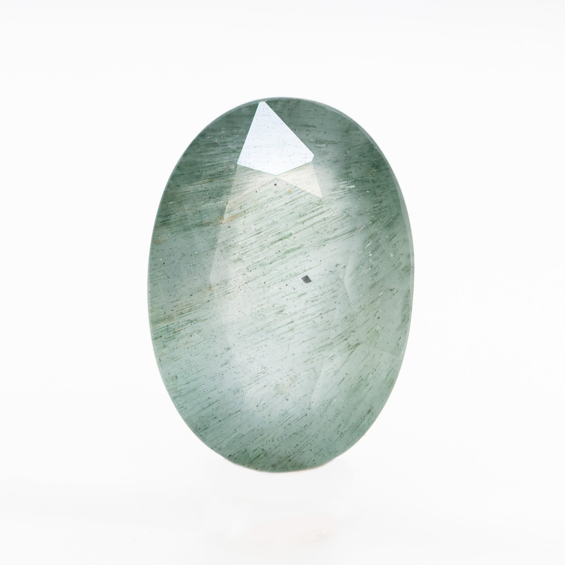 5.68 Carat Oval Mossy Aquamarine for Custom Work - Inventory Code MTA568 - Midwinter Co. Alternative Bridal Rings and Modern Fine Jewelry