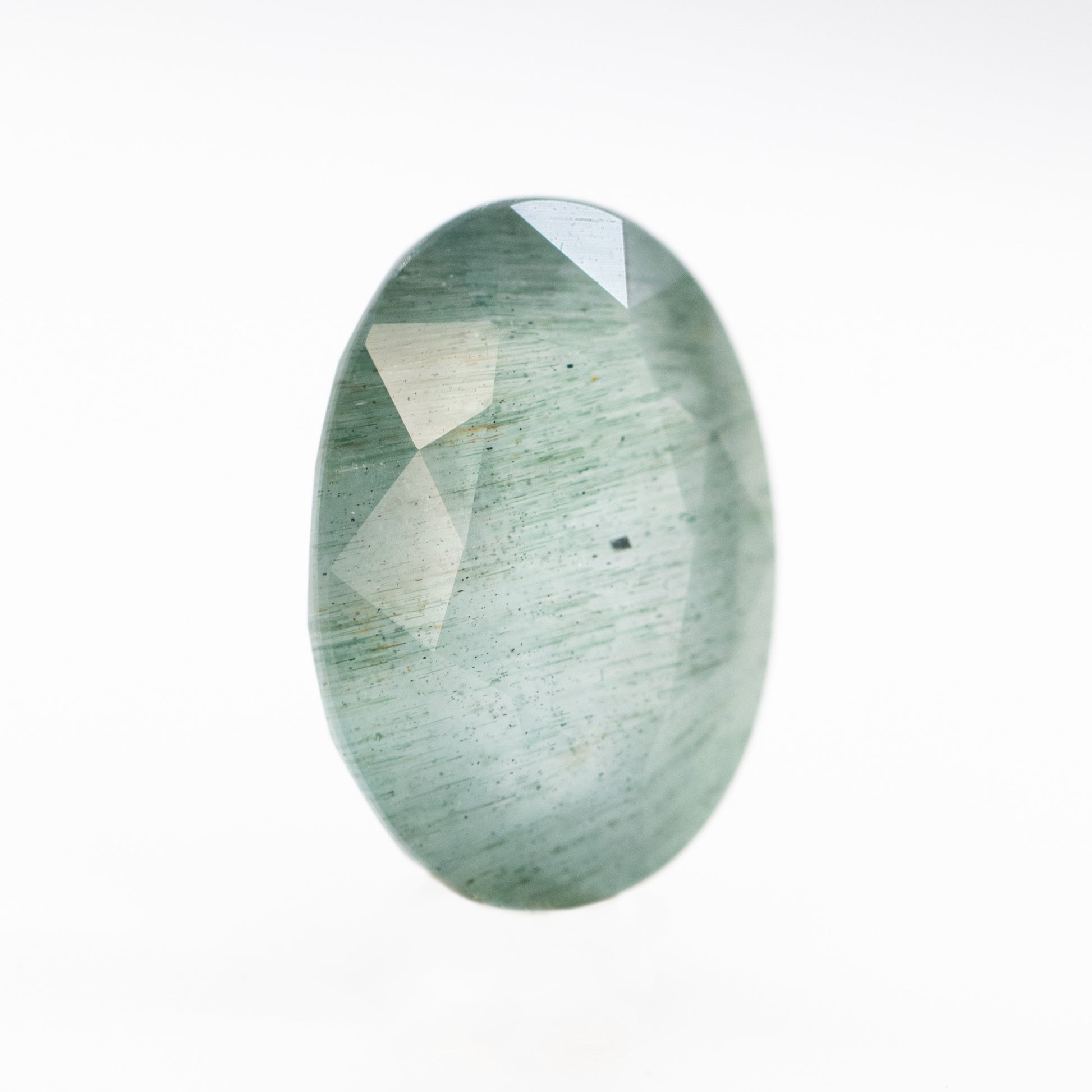 5.68 Carat Oval Mossy Aquamarine for Custom Work - Inventory Code MTA568 - Midwinter Co. Alternative Bridal Rings and Modern Fine Jewelry