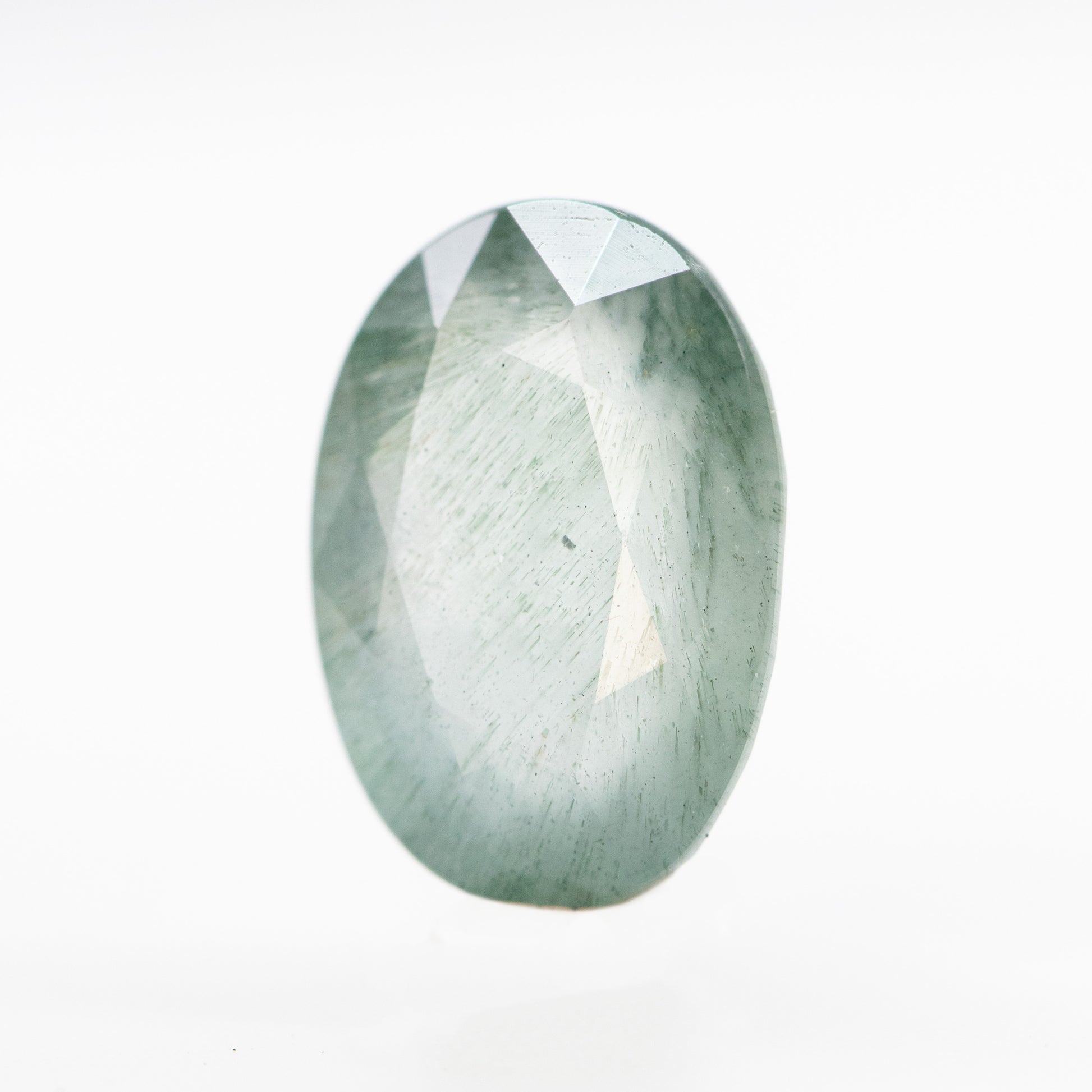 5.68 Carat Oval Mossy Aquamarine for Custom Work - Inventory Code MTA568 - Midwinter Co. Alternative Bridal Rings and Modern Fine Jewelry