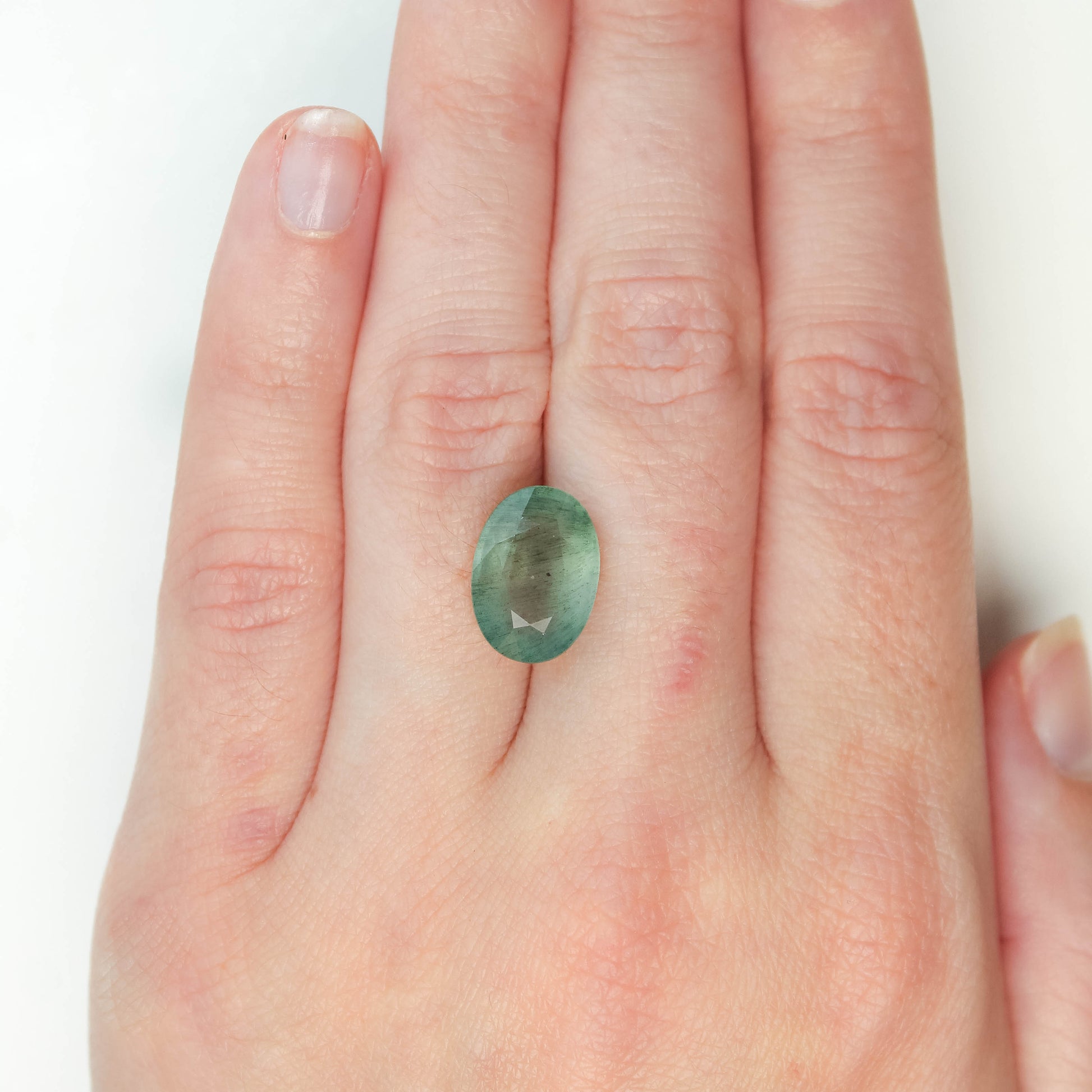 5.68 Carat Oval Mossy Aquamarine for Custom Work - Inventory Code MTA568 - Midwinter Co. Alternative Bridal Rings and Modern Fine Jewelry