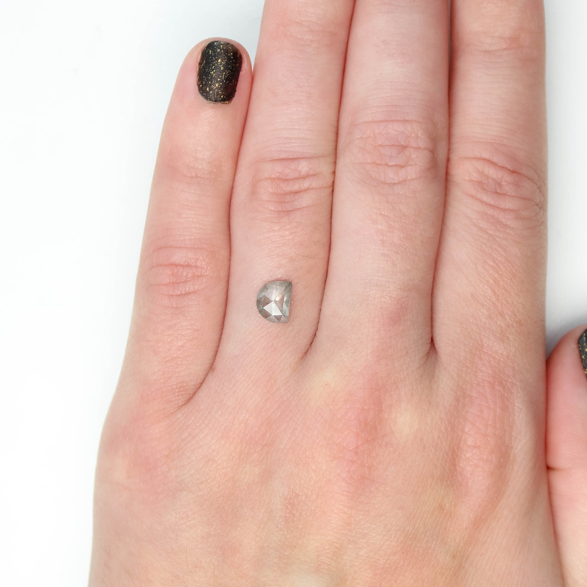 0.71 Carat Misty Gray Half Moon Salt and Pepper Diamond for Custom Work - Inventory Code MWH071 - Midwinter Co. Alternative Bridal Rings and Modern Fine Jewelry