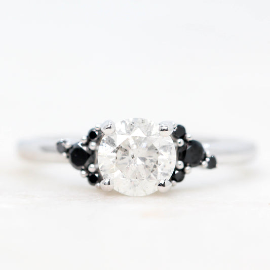 Marley Ring with a 1.01 Carat Celestial White Round Diamond and Black Accent Diamonds in 14k White Gold - Ready to Size and Ship - Midwinter Co. Alternative Bridal Rings and Modern Fine Jewelry