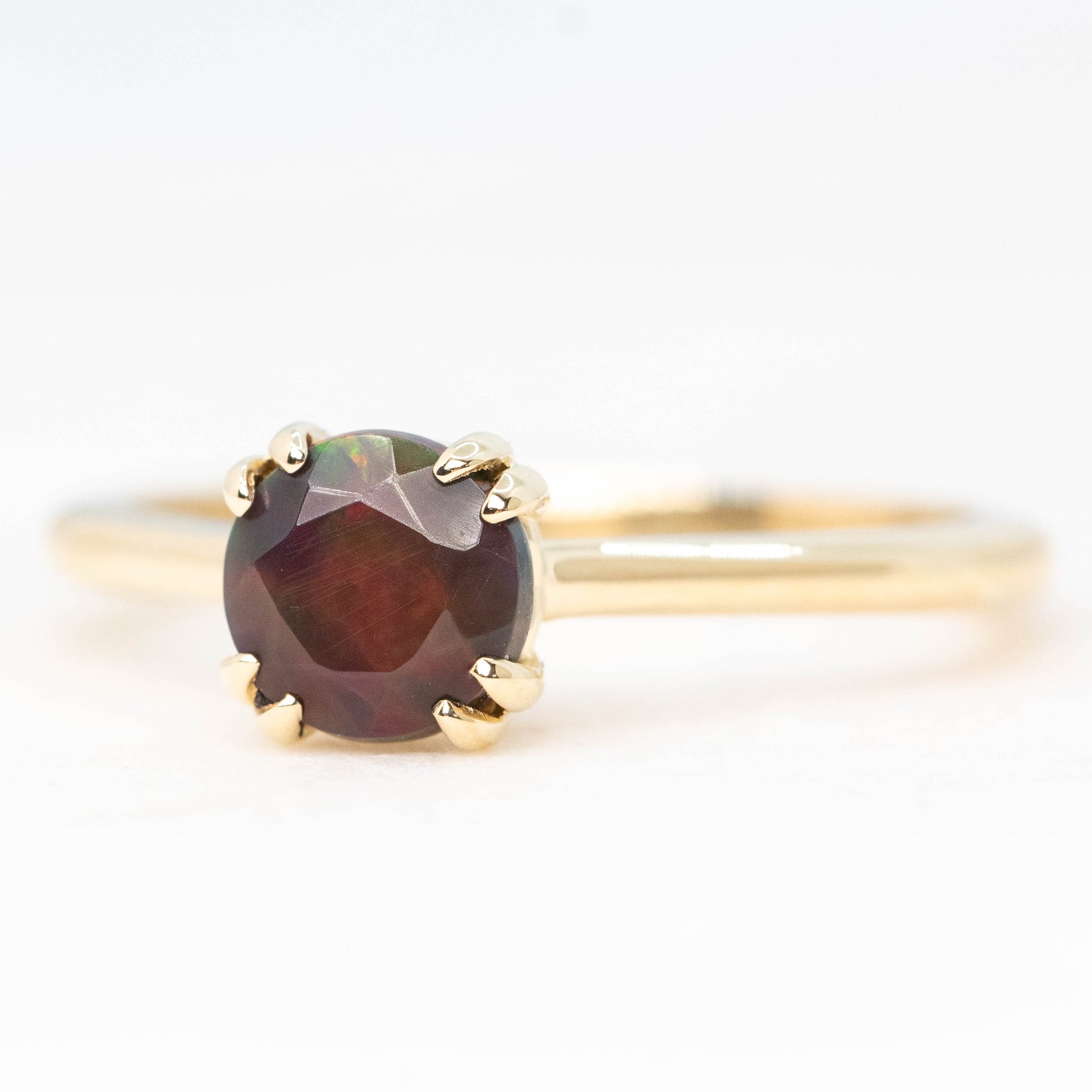 Nesta Ring with a 0.65 Carat Black Opal in 14k Yellow Gold - Ready to Size and Ship - Midwinter Co. Alternative Bridal Rings and Modern Fine Jewelry