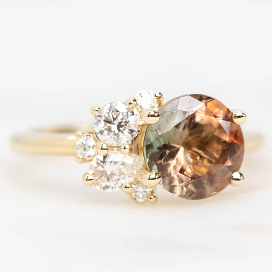 Project: Custom Abetha Ring with a 1.5 carat Green Orange Oregon Sunstone and White Accent Diamonds in 14k - Midwinter Co. Alternative Bridal Rings and Modern Fine Jewelry