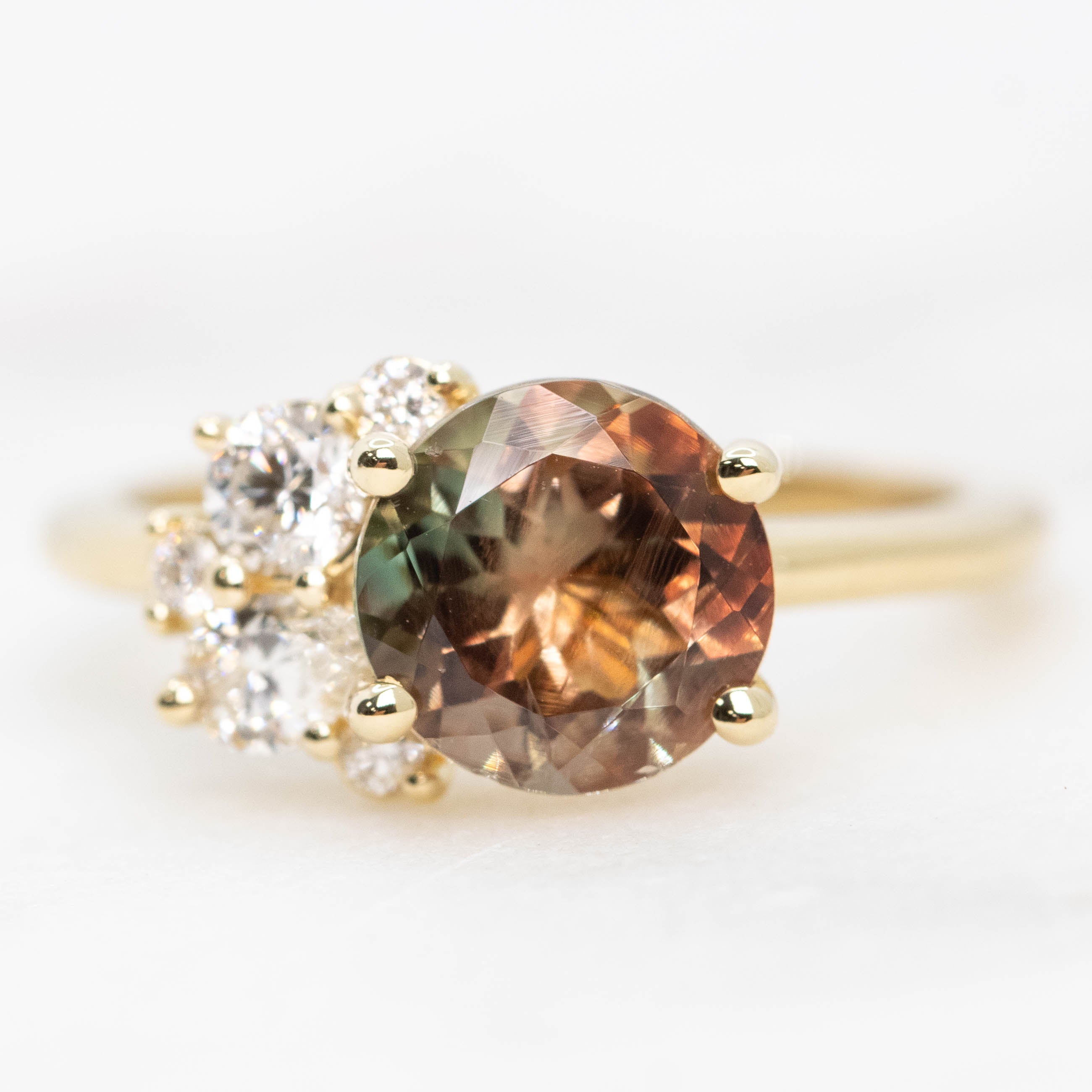 アクセサリー source objects Brown Diamond Ring 22K 2.22ct Vintage Style Fancy Brown Diamond 3-Stone Engagement Ring