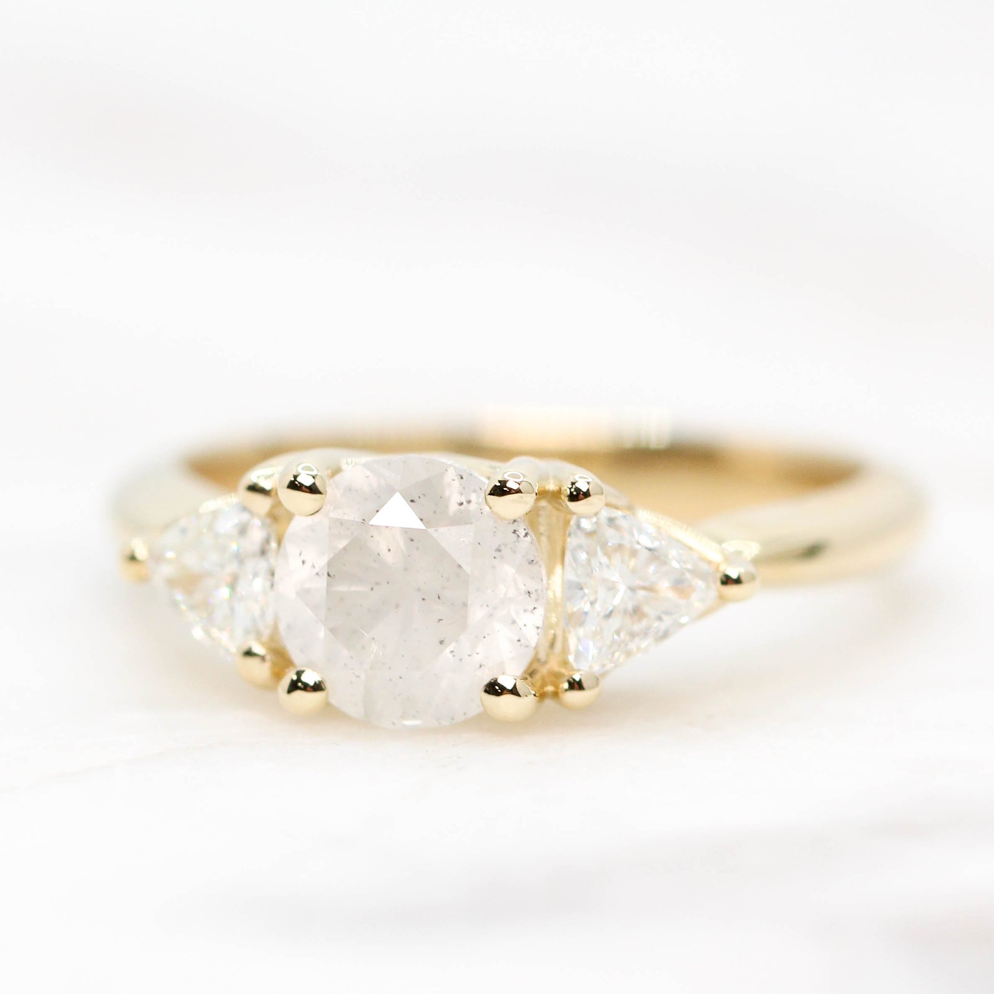 Nolen Ring with a 1.23 Carat White Celestial Diamond and White Accent Diamonds in 14k Yellow Gold - Ready to Size and Ship - Midwinter Co. Alternative Bridal Rings and Modern Fine Jewelry