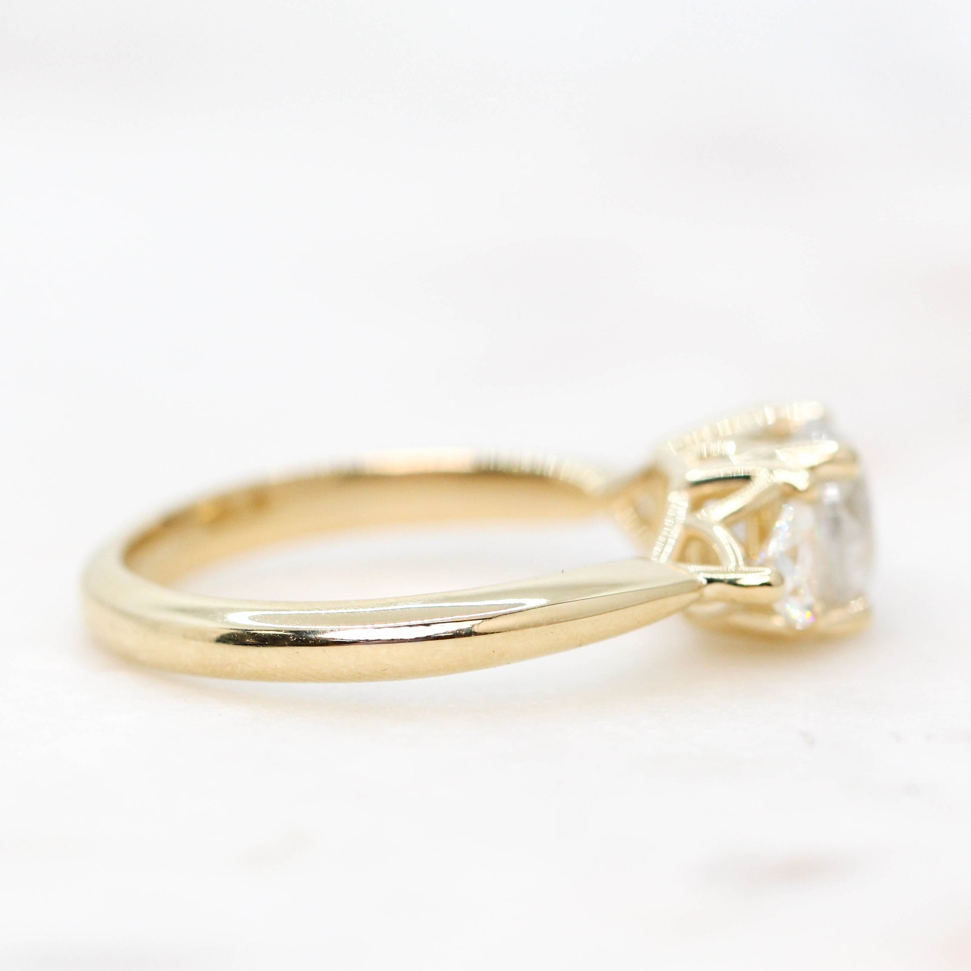 Nolen Ring with a 1.23 Carat White Celestial Diamond and White Accent Diamonds in 14k Yellow Gold - Ready to Size and Ship - Midwinter Co. Alternative Bridal Rings and Modern Fine Jewelry