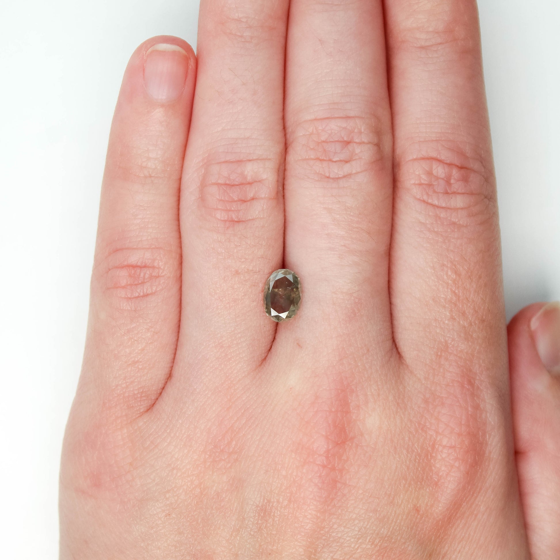 1.46 Carat Champagne Gray Oval Salt and Pepper Diamond for Custom Work - Inventory Code OCGD146 - Midwinter Co. Alternative Bridal Rings and Modern Fine Jewelry