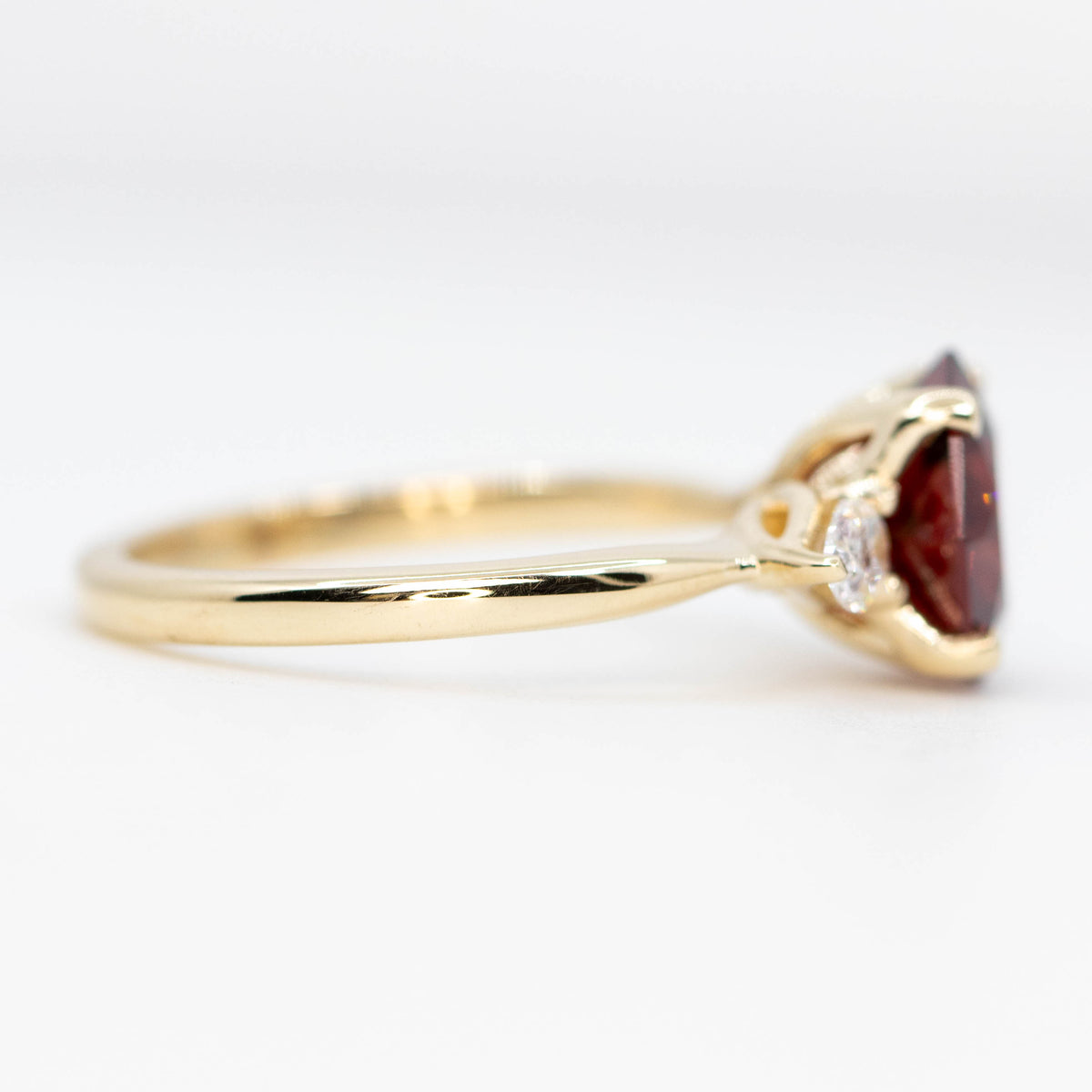 CAELEN (J) Oleander Ring with a 2.45 Carat Geometric Garnet and White Accent in 14k Yellow Gold - Ready to Size and Ship - Midwinter Co. Alternative Bridal Rings and Modern Fine Jewelry