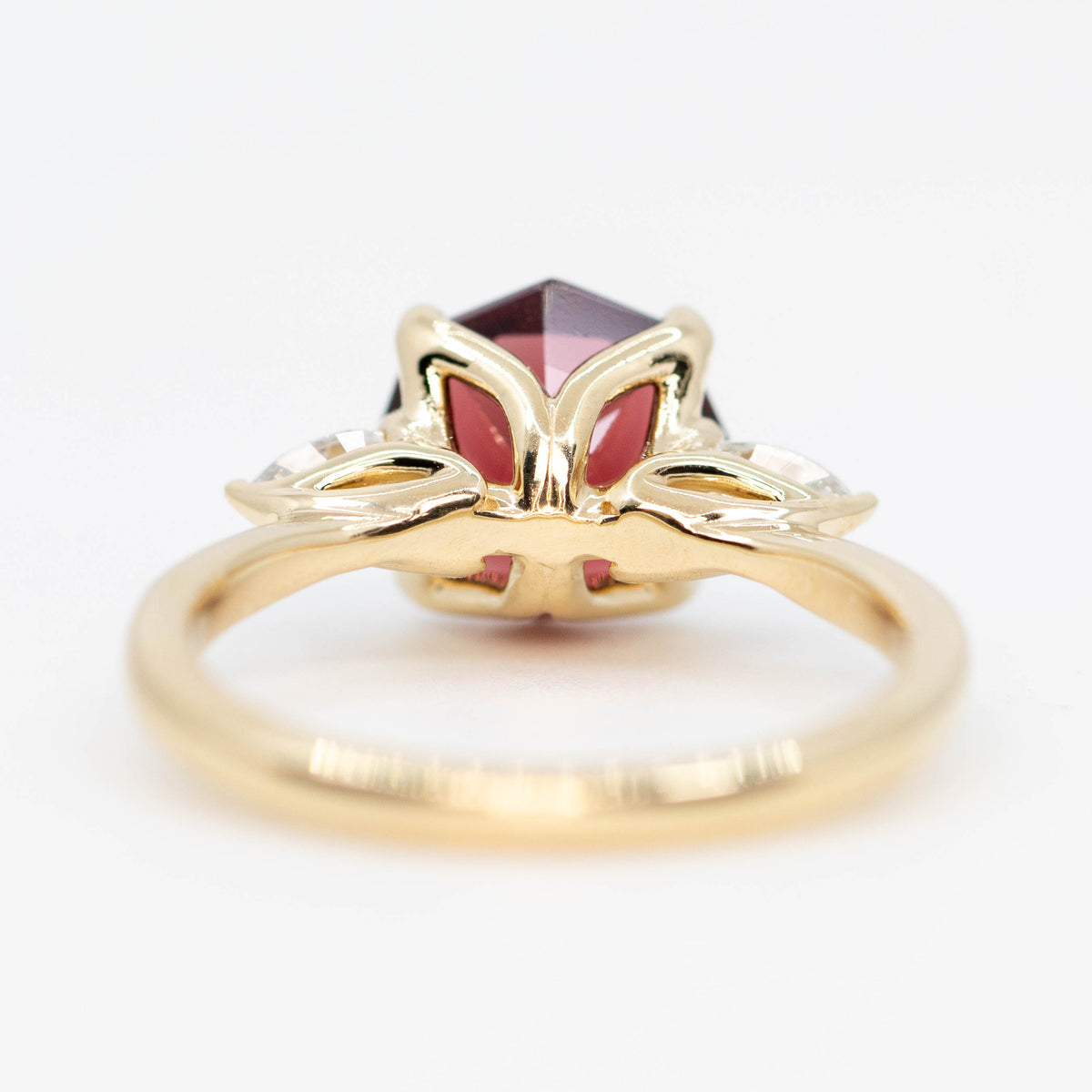CAELEN (J) Oleander Ring with a 2.45 Carat Geometric Garnet and White Accent in 14k Yellow Gold - Ready to Size and Ship - Midwinter Co. Alternative Bridal Rings and Modern Fine Jewelry