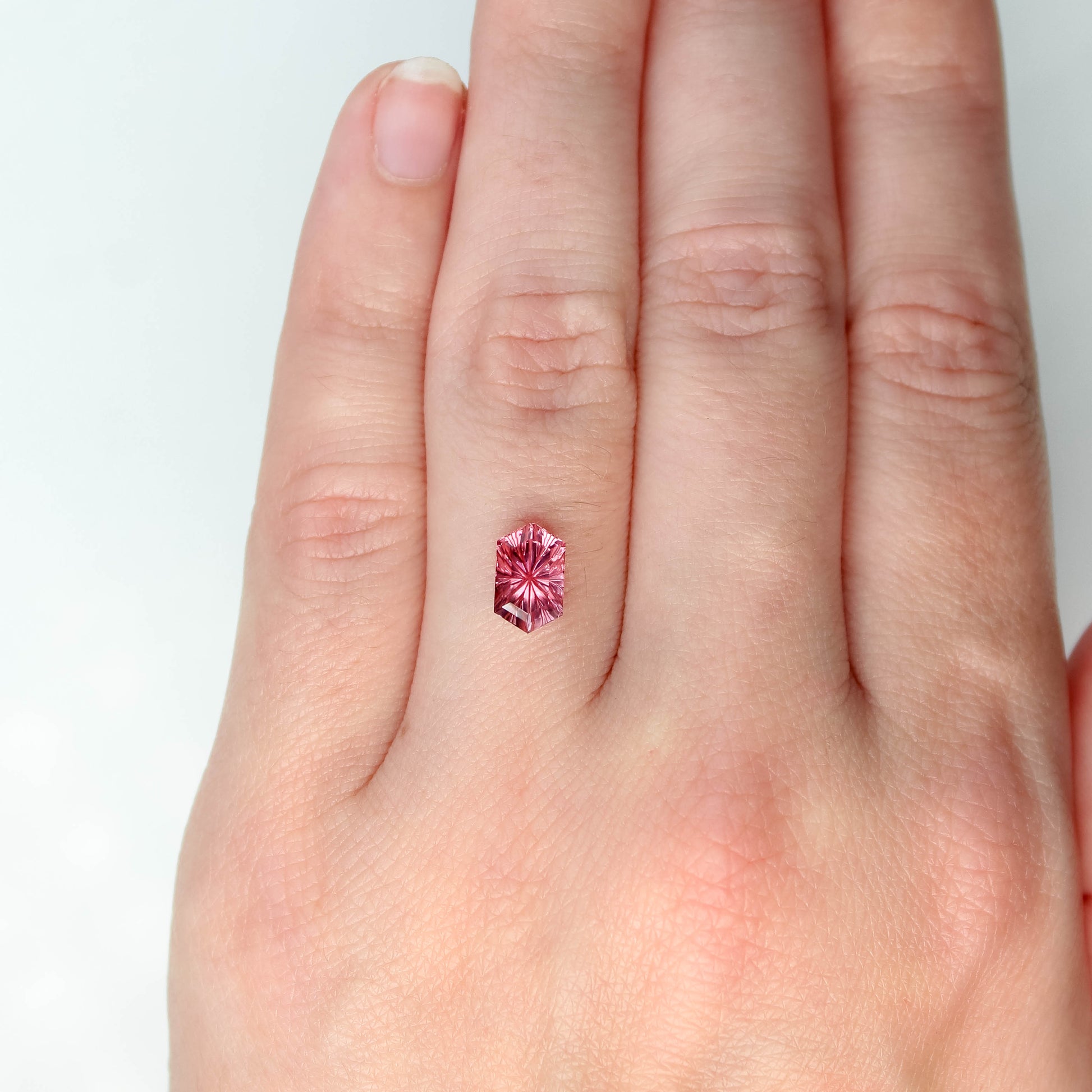1.28 Carat Hexagon Fantasy Cut Pink Tourmaline for Custom Work - Inventory Code PHT128 - Midwinter Co. Alternative Bridal Rings and Modern Fine Jewelry