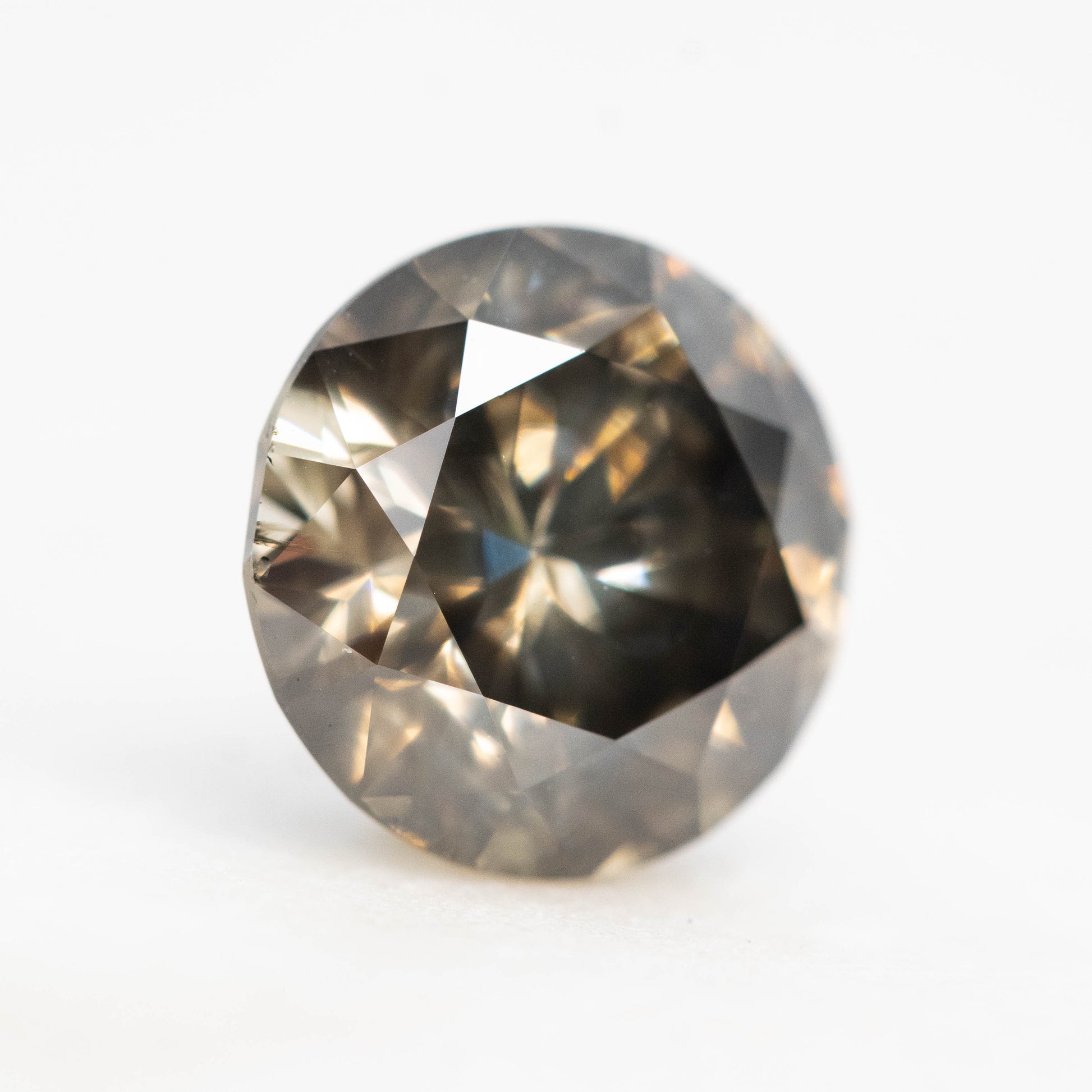 3.05 Carat Round Dark and Clear Champagne Brown Salt and Pepper Diamond for Custom Work - Inventory Code SCR305 - Midwinter Co. Alternative Bridal Rings and Modern Fine Jewelry