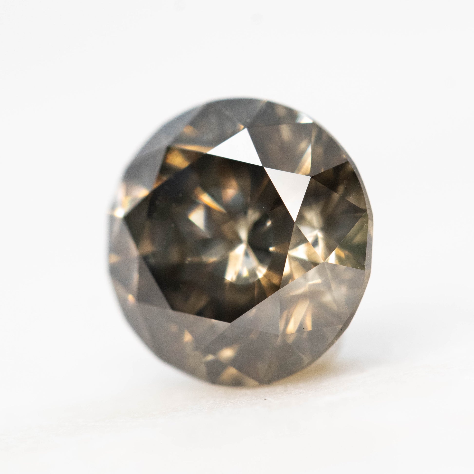 3.05 Carat Round Dark and Clear Champagne Brown Salt and Pepper Diamond for Custom Work - Inventory Code SCR305 - Midwinter Co. Alternative Bridal Rings and Modern Fine Jewelry