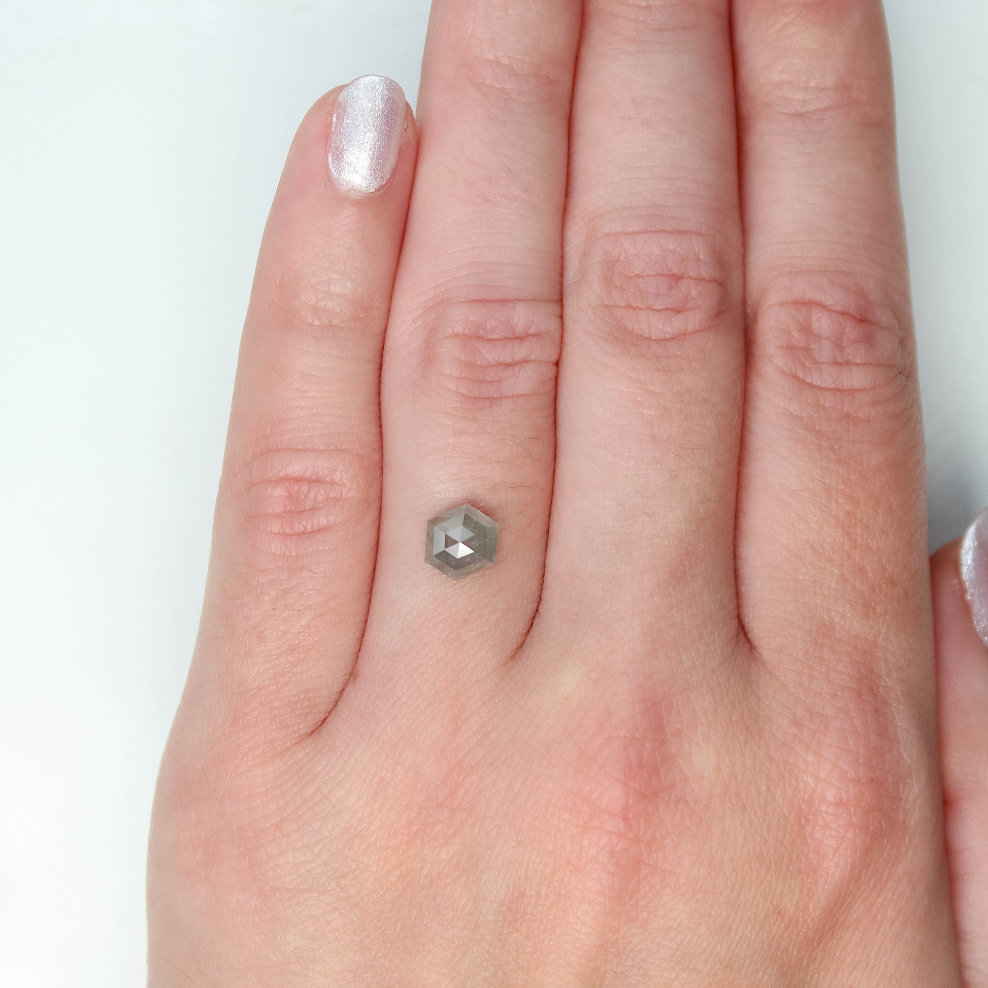 1.28 Carat Gray Hexagon Salt and Pepper Diamond for Custom Work - Inventory Code SGH128 - Midwinter Co. Alternative Bridal Rings and Modern Fine Jewelry