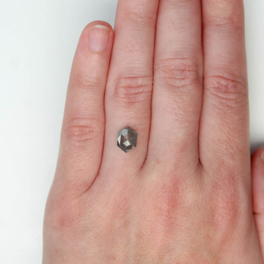 1.54 Carat Gray Hexagon Salt and Pepper Diamond for Custom Work - Inventory Code SGH154 - Midwinter Co. Alternative Bridal Rings and Modern Fine Jewelry