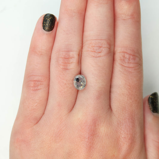 2.34 Carat Slightly Opalescent Oval Salt and Pepper Diamond for Custom Work - Inventory Code SGO234 - Midwinter Co. Alternative Bridal Rings and Modern Fine Jewelry